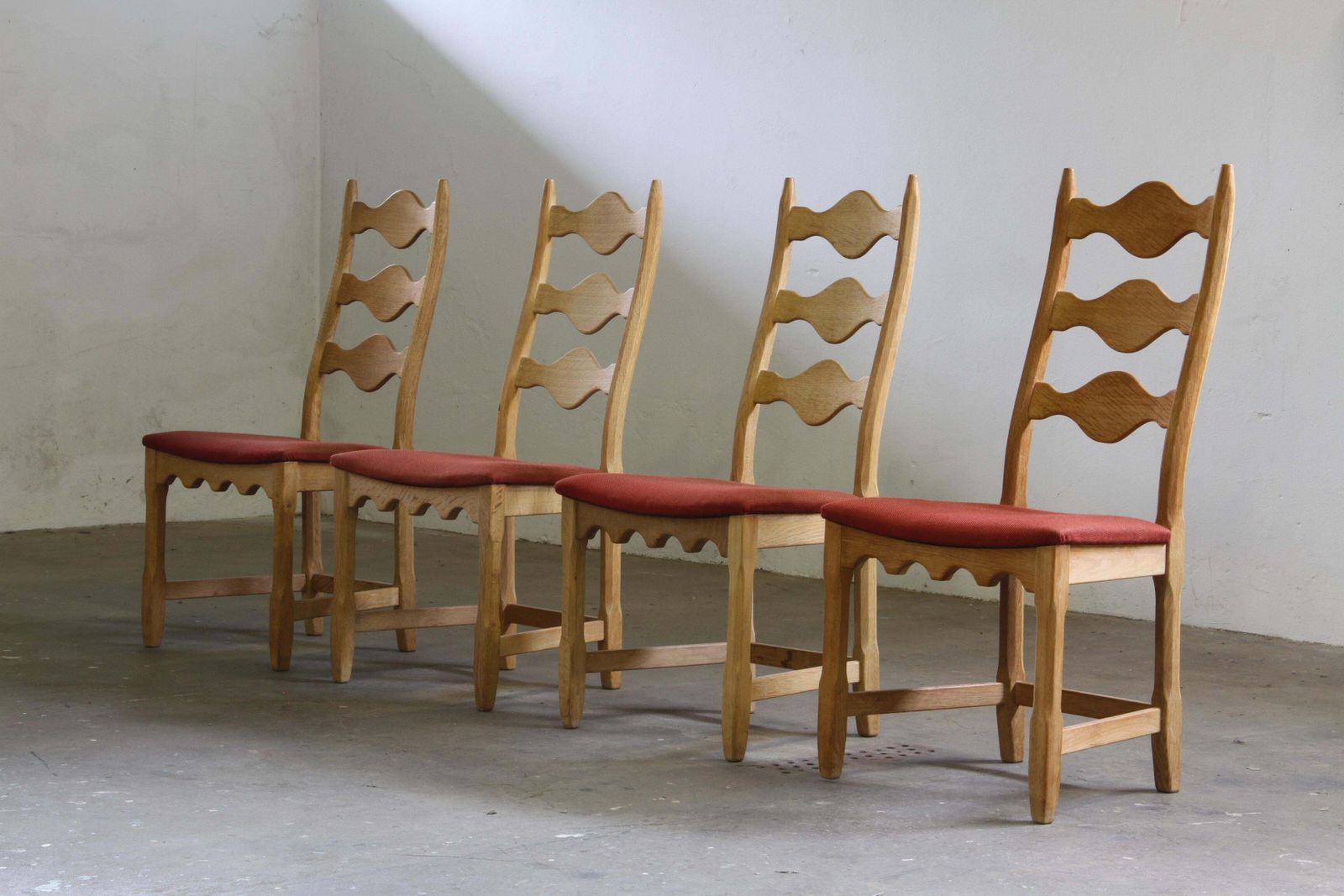 Vintage 1960s Danish Brutalist Ladderback Light Oak Chairs Style Of Kjærnulf photo 2478.0