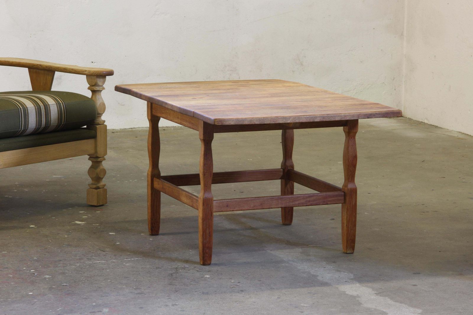 1960s Mid Century Brutalist Danish Coffee Table In Oak Attributed To Kjærnulf photo for sale