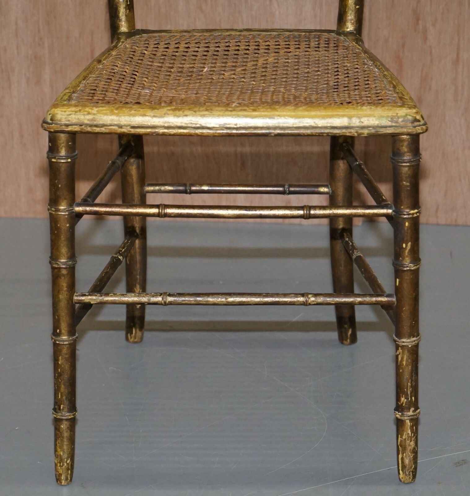 1250.0 Pair Of Original Giltwood Famboo Regency Bergere Chairs With Period Gold Gilding photo