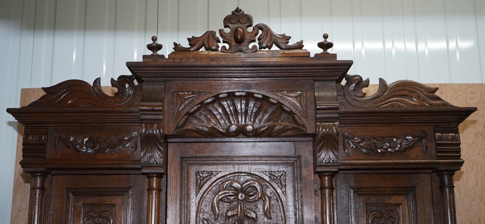 Lovely Hand Carved Solid Oak Dutch Cupboard Ornate Detailing Chest Of Drawers photo buy