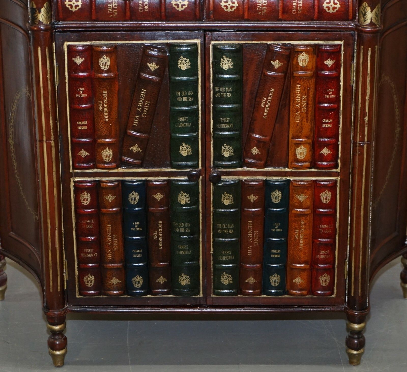 Vintage Faux Book Library Sideboard With Twin Drawers Lovely Decorative Piece photo vintage