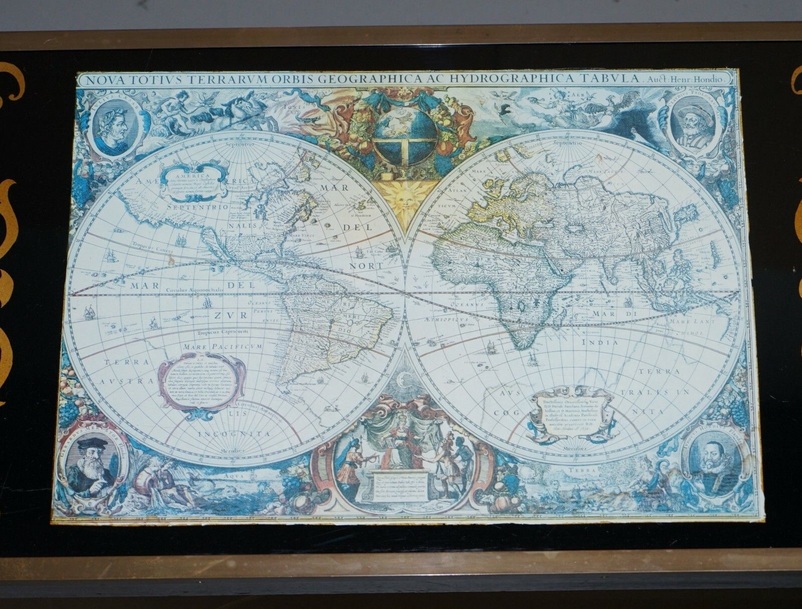 Stunning Coffee & Side Table Nest Of Tables Military Campaign With World Maps photo 1250.0