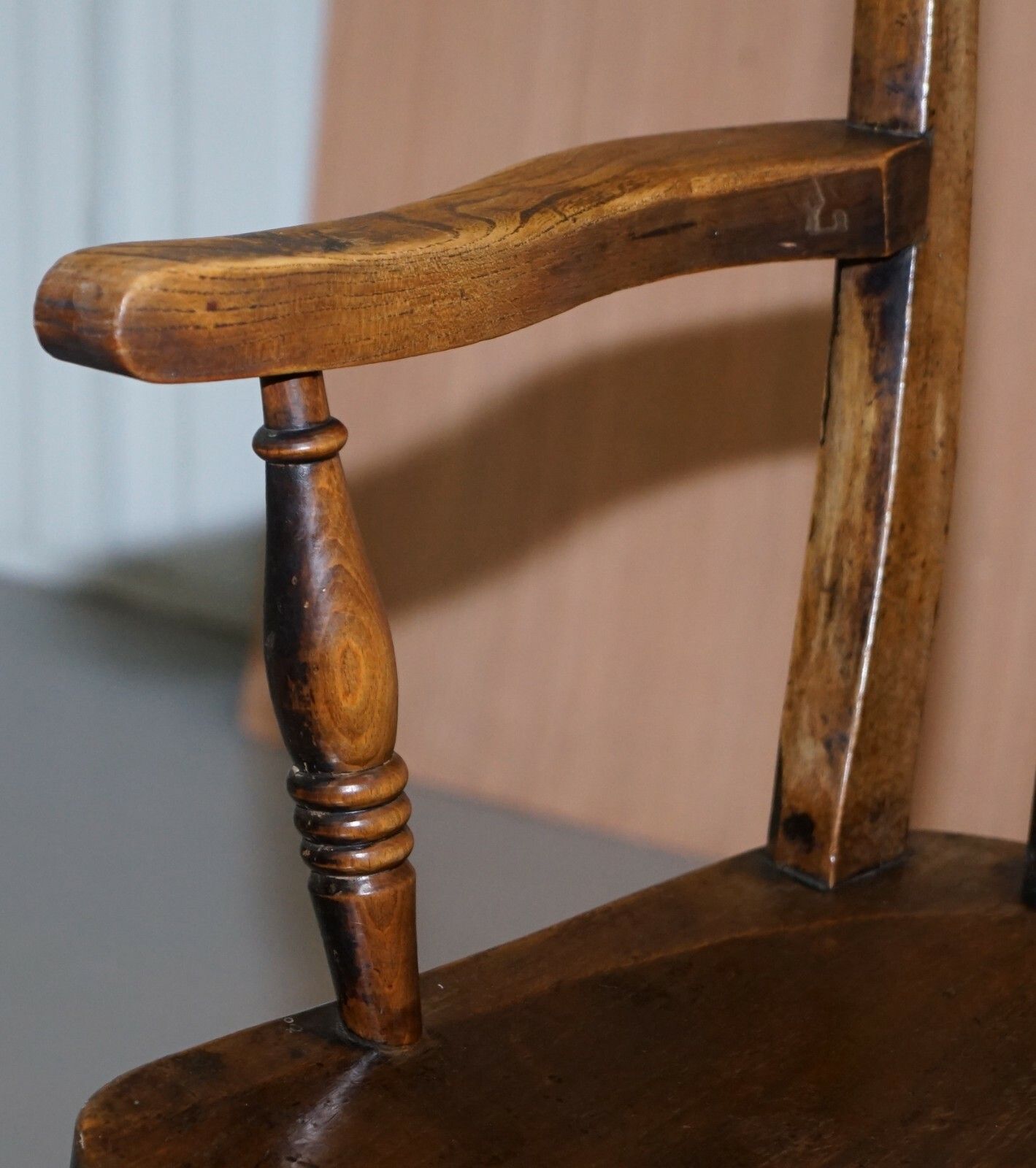 Original Paint 19th Century Thames Valley Oxford Windsor Armchair Stunning Wood photo vintage