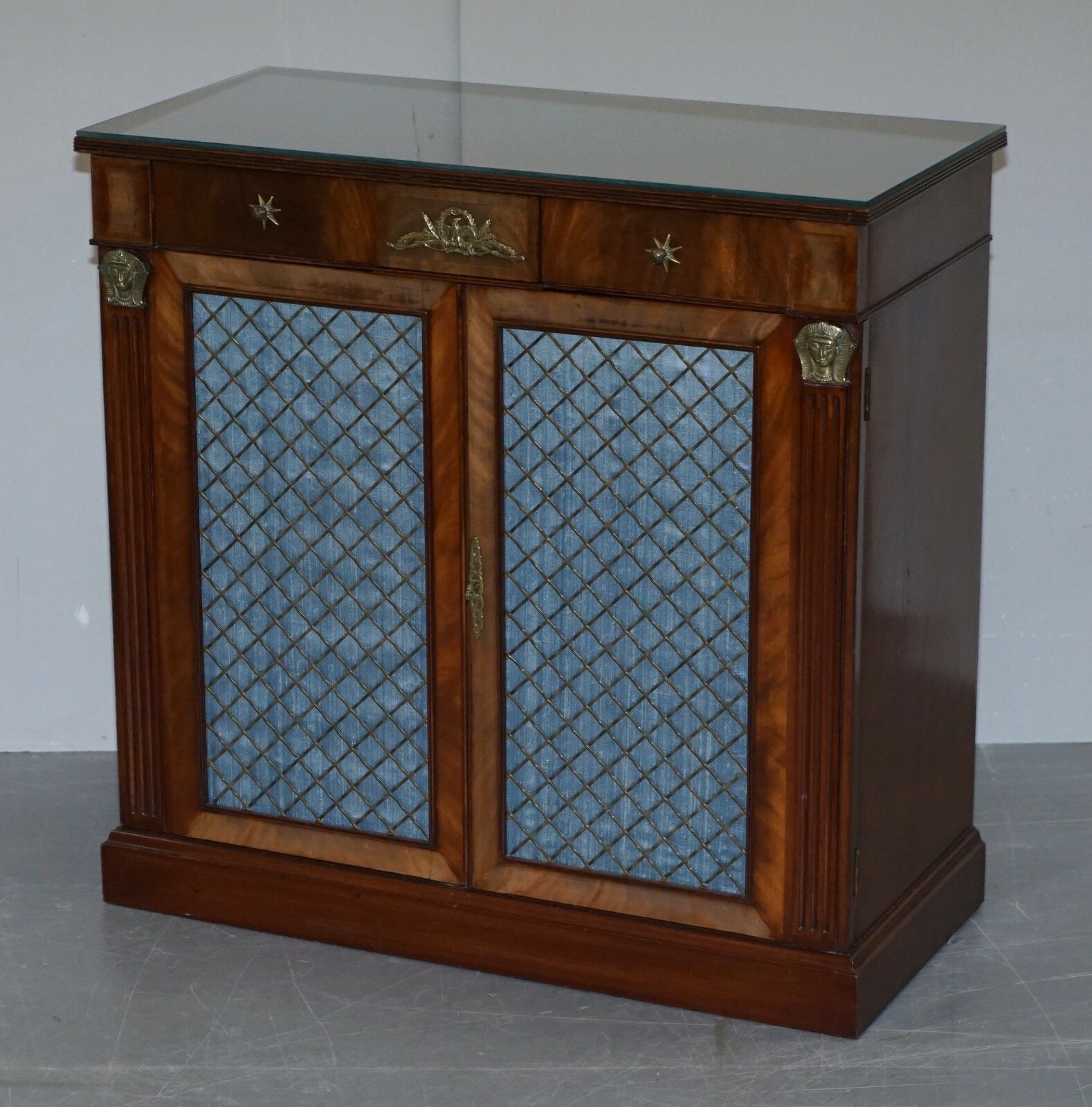 Antique Circa 1900 Flamped Mahogany Gilt Bronze Sideboard In The Regency Taste photo for sale