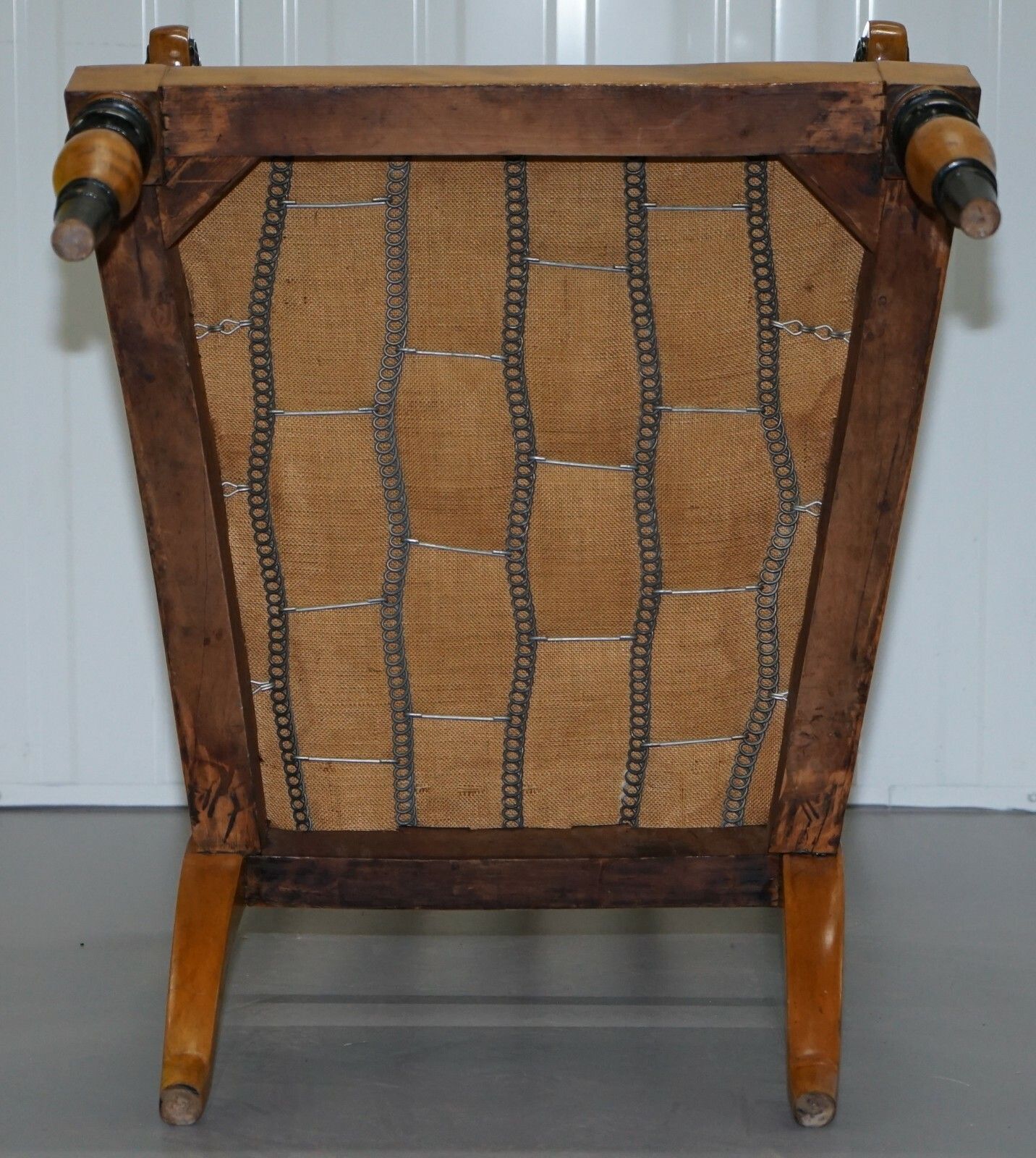 1250.0 Antique Satin Birch Wood Swedish Biedermeier Library Reading Armchair Ebonished photo