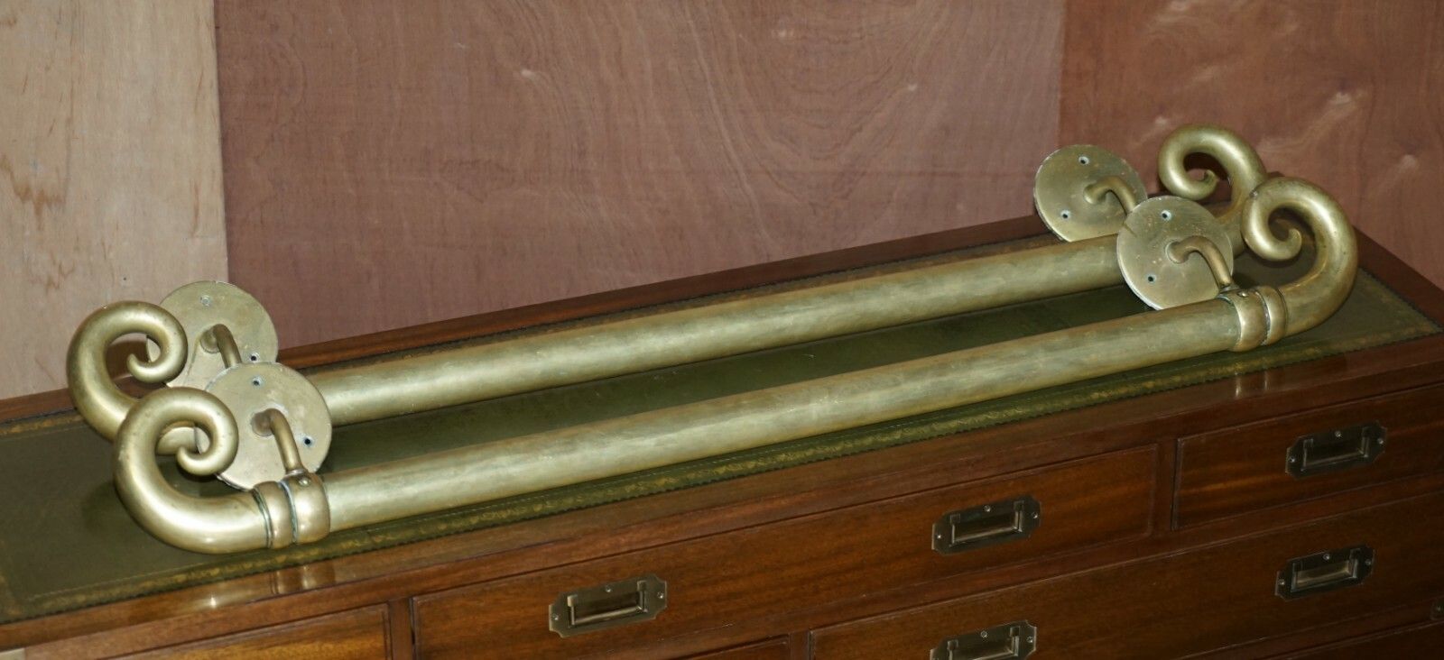 Very Large Pair Of 122cm Tall  Antique Victorian Brass Door Handles / Door Pulls photo furniture