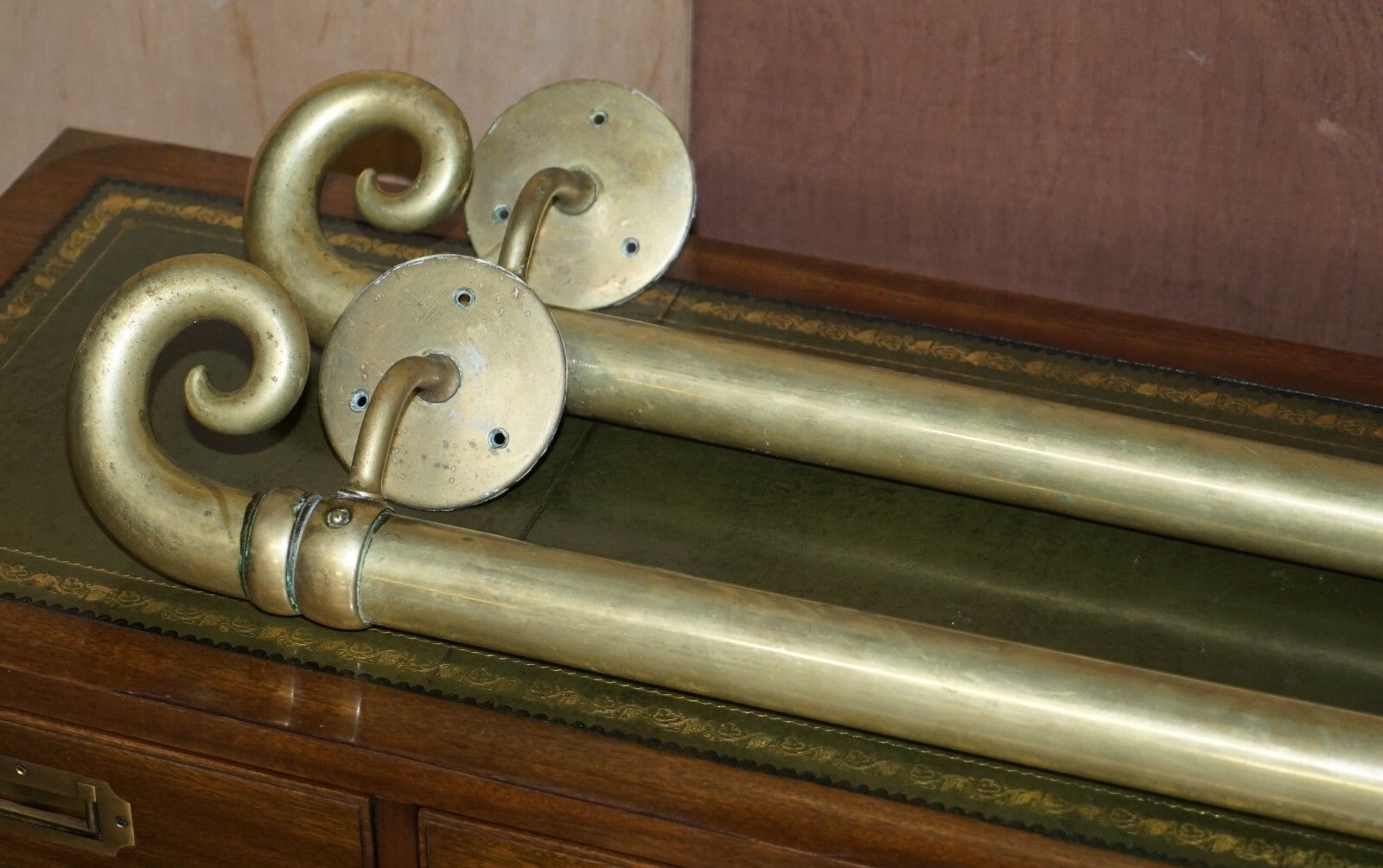 Very Large Pair Of 122cm Tall  Antique Victorian Brass Door Handles / Door Pulls photo for sale