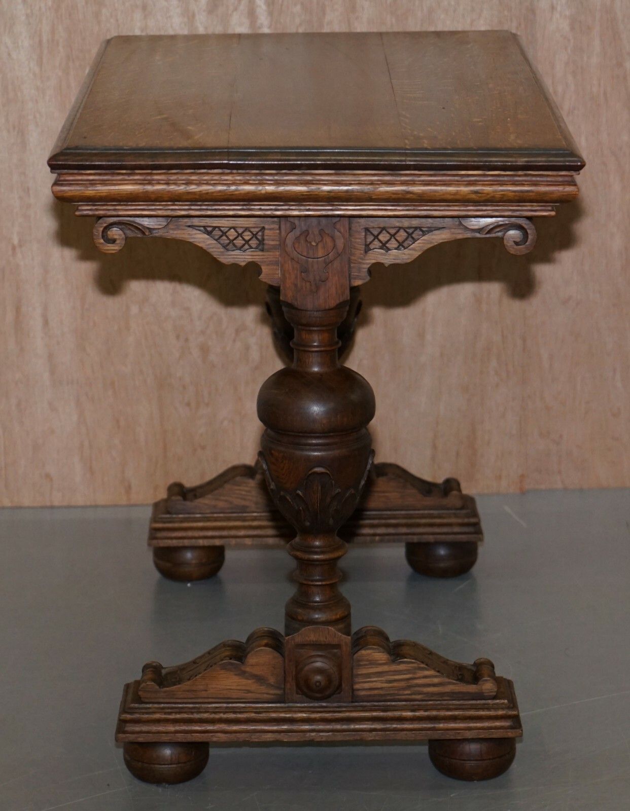 Dutch Hand Carved Solid Oak Side Table To Sit Next To A Desk Part Of Large Suite photo buy