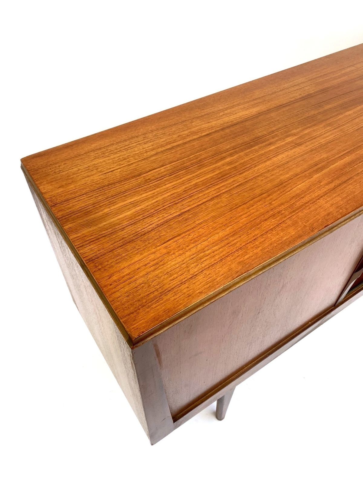 British Elliots Of Newbury Large Teak Sideboard With Sliding Doors Mid Century 1960s photo vinterior