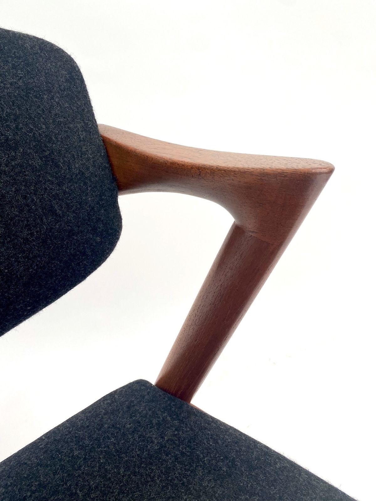 Furniture Danish Kai Kristiansen Model 42 Teak And Charcoal Black Wool Dining Chair Mid Century 1960s photo