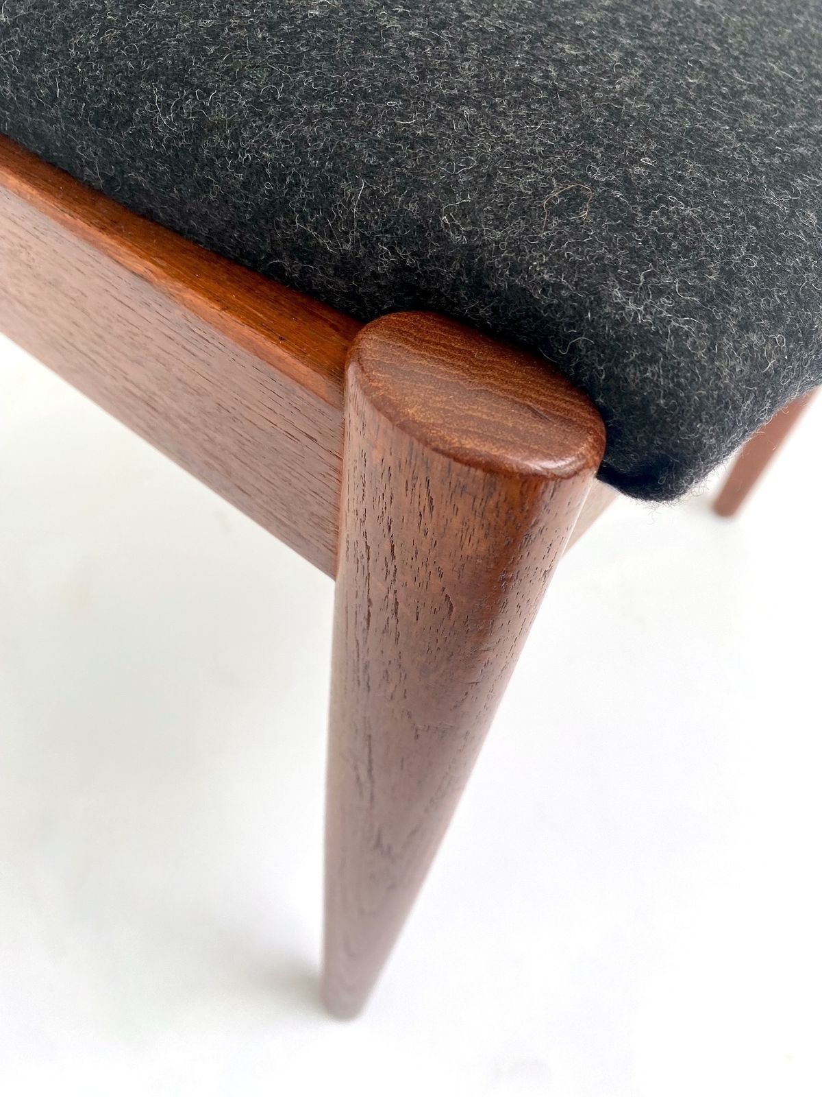 photo buy Danish Kai Kristiansen Model 42 Teak And Charcoal Black Wool Dining Chair Mid Century 1960s