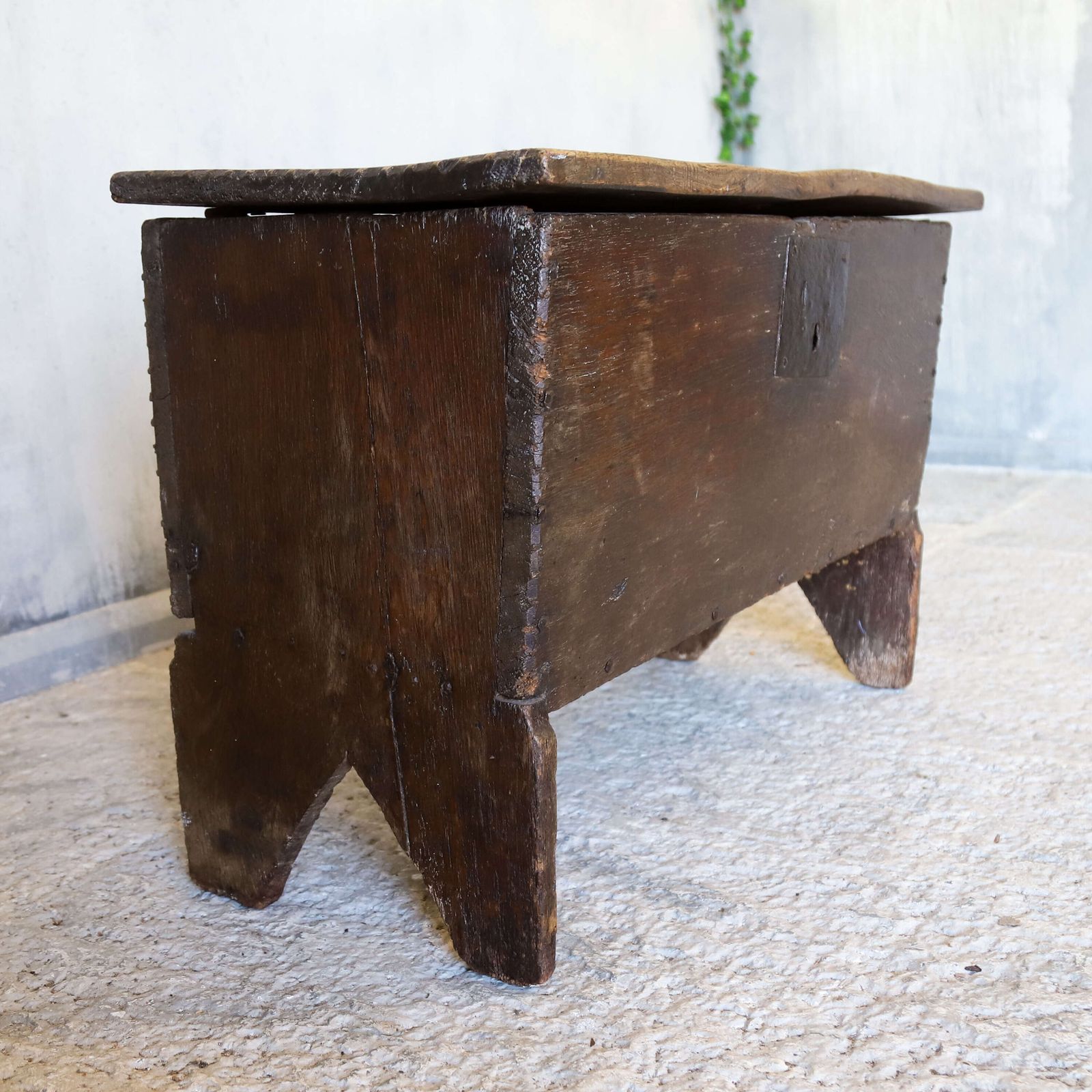 17th Century English Oak Six Plank Chest   Deep Patina Earned Over Nearly 400 Years photo vintage