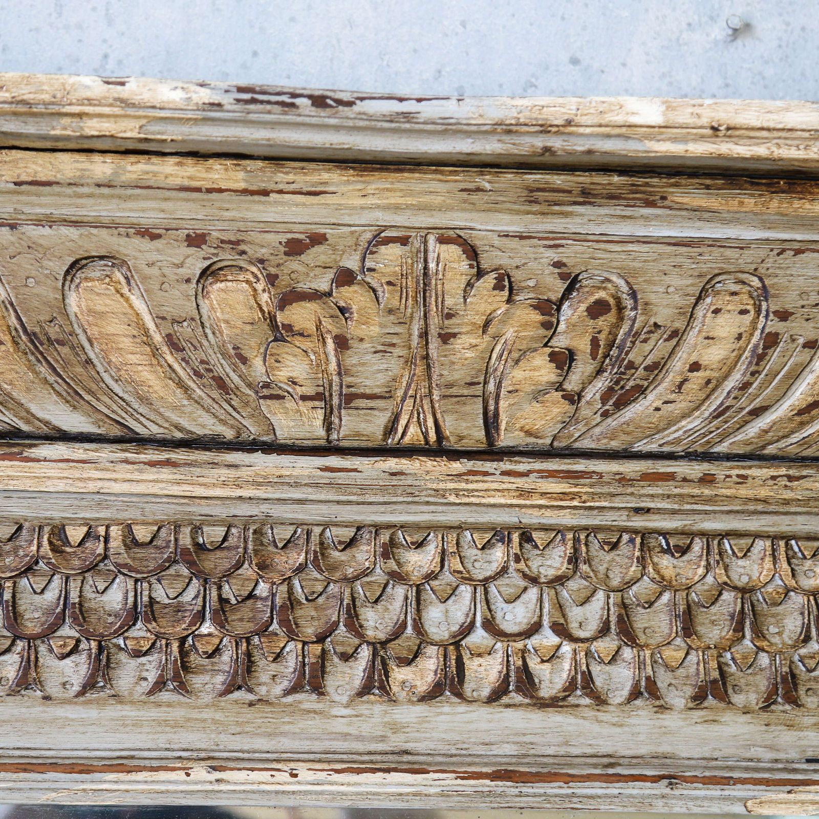 19th‑Century French Tall Pier Mirror With Carved Lion Masks & Floral Decoration photo for sale