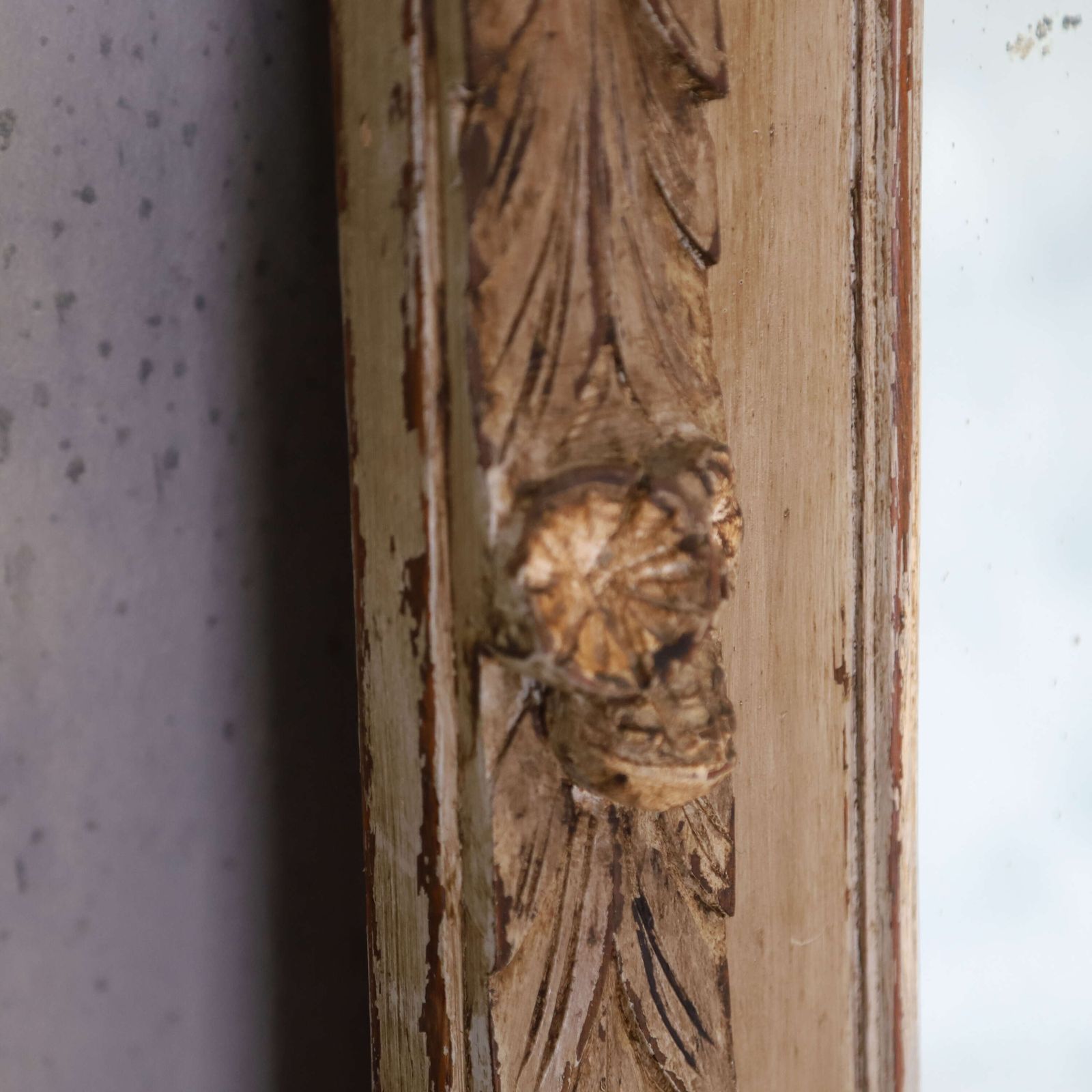 photo furniture 19th‑Century French Tall Pier Mirror With Carved Lion Masks & Floral Decoration