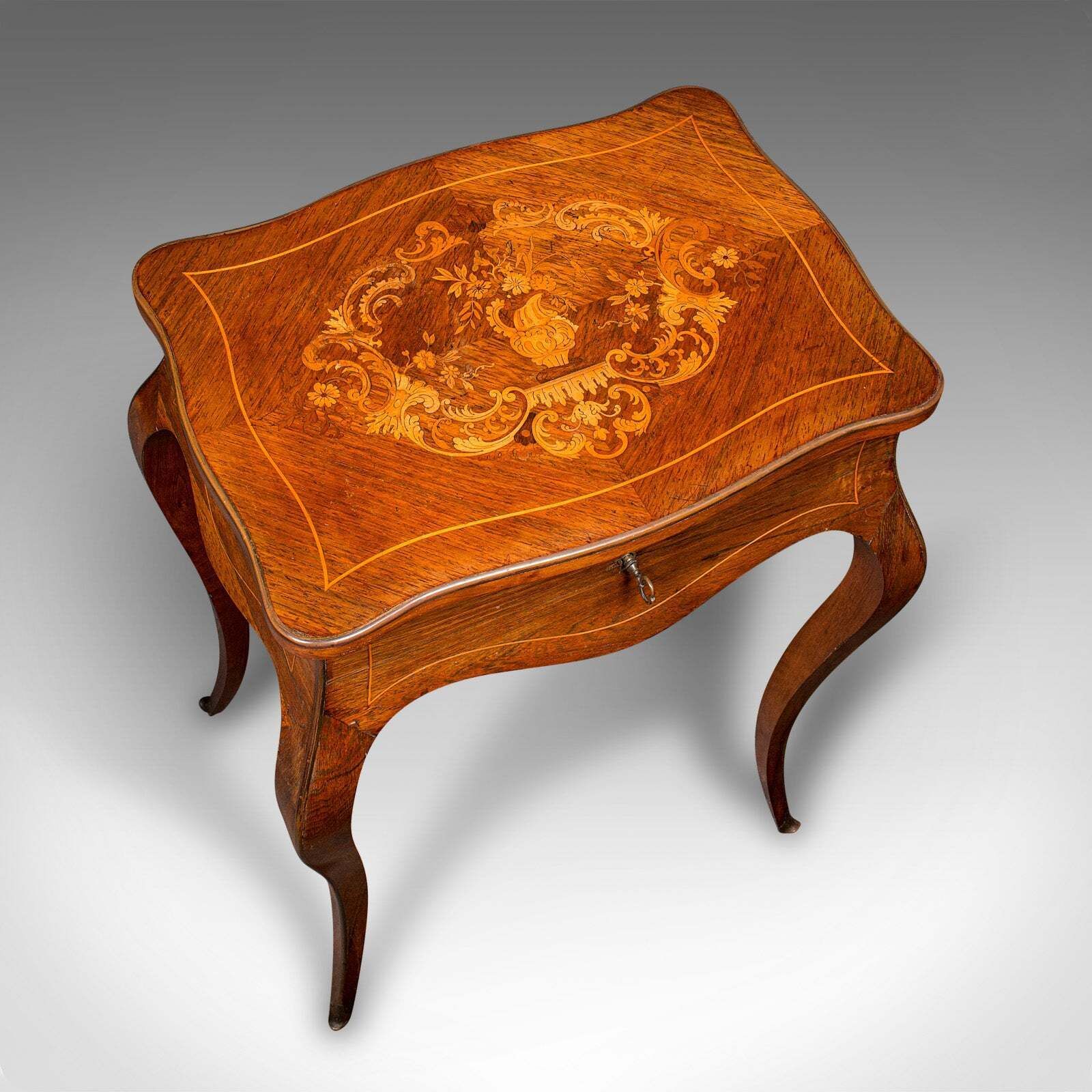 Antique Jewellery Table, French, Walnut, Side, Occasional, Victorian, Circa 1890 photo vintage