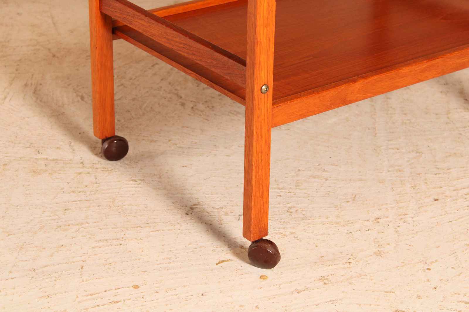Danish Mid Century 2 Tier Teak Trolley On Casters, Circa 1970s photo for sale