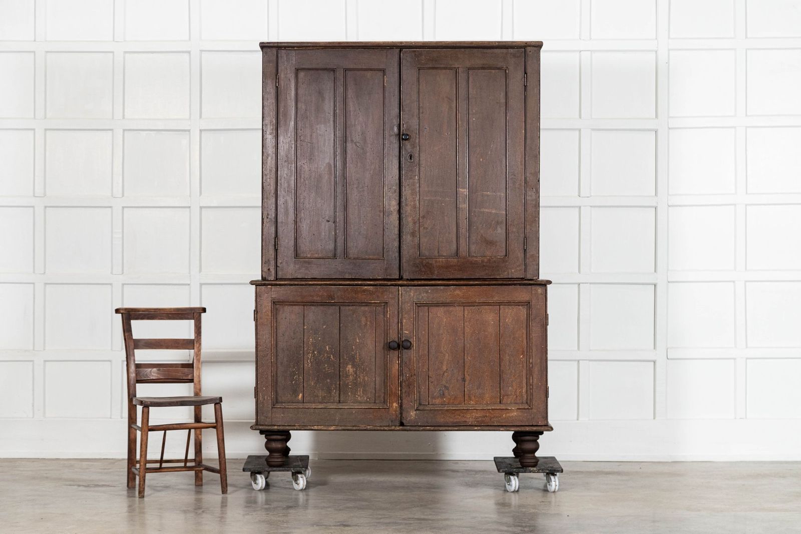 English Georgian Country Scrumble Grained Pine Housekeepers Cupboard photo Furniture