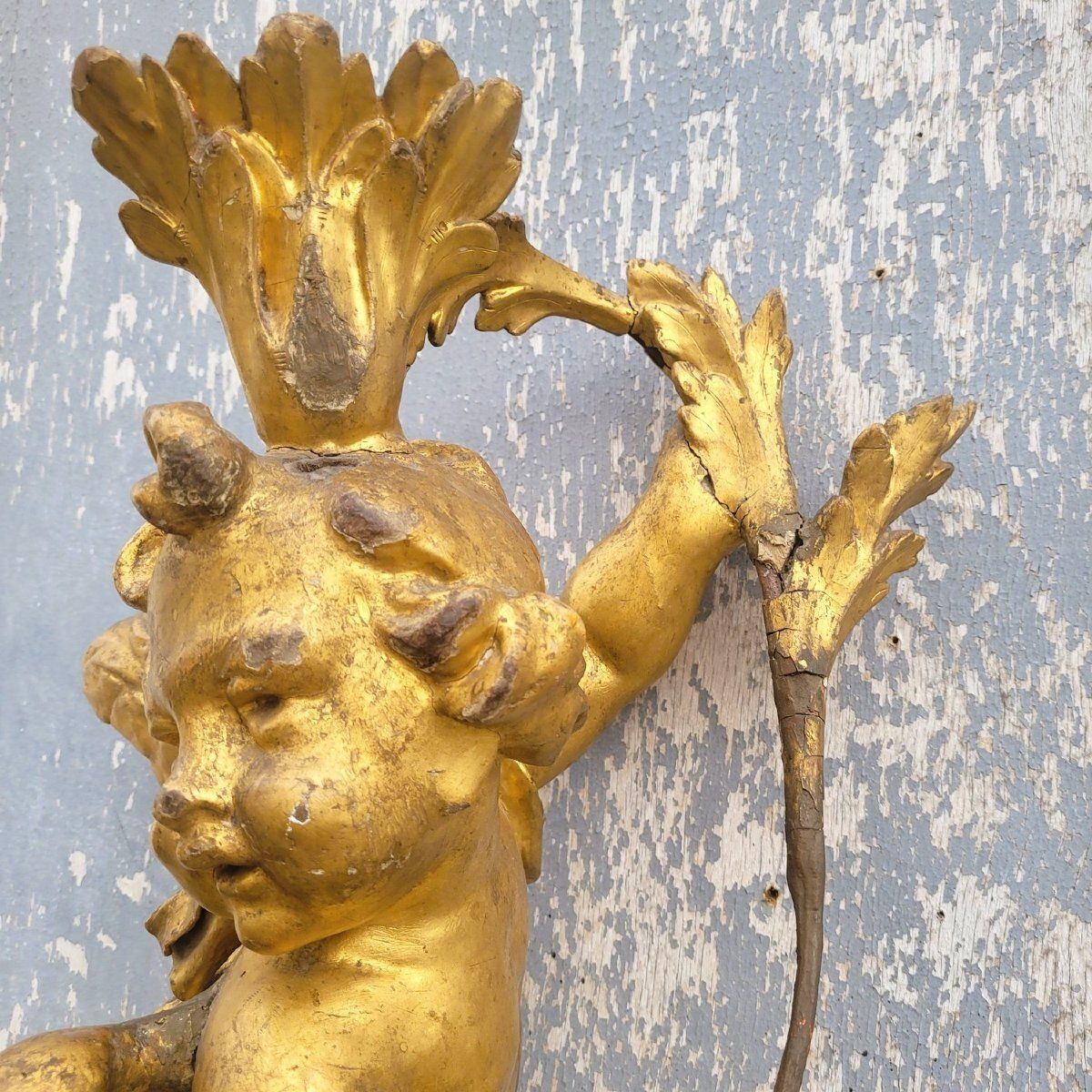 Putto Carved In Gilded Wood, Italy, 18th Century photo furniture