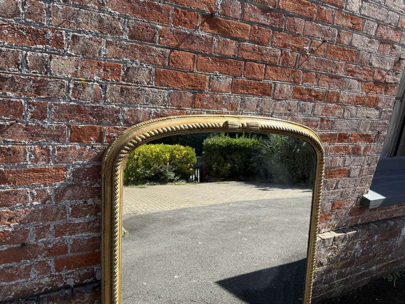 An Exceptional Large Antique 19th Century Carved Wood Gilt Arched Top Rope Twist Fr photo Home Decor