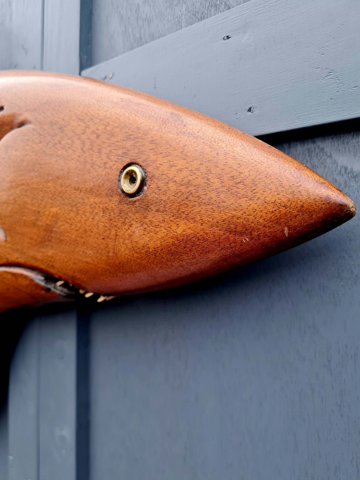 Early 20th Century Carved Mahogany Shark Wall Hanging photo Art