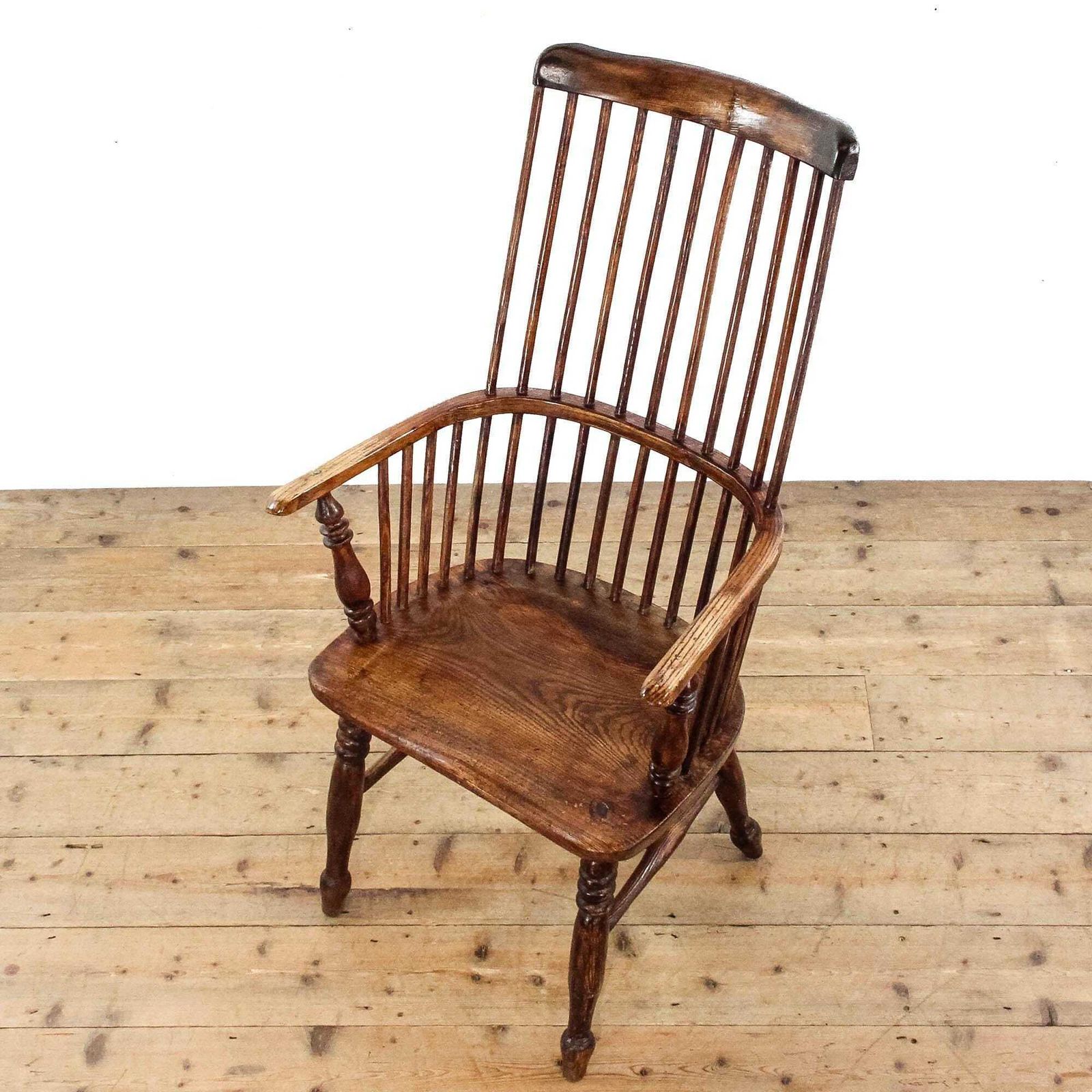 Antique Primitive Ash And Elm Windsor Comb Back Armchair | Windsor Chair | Antique Furniture | Antique | Fireside Chairs (M 6332) photo vinterior