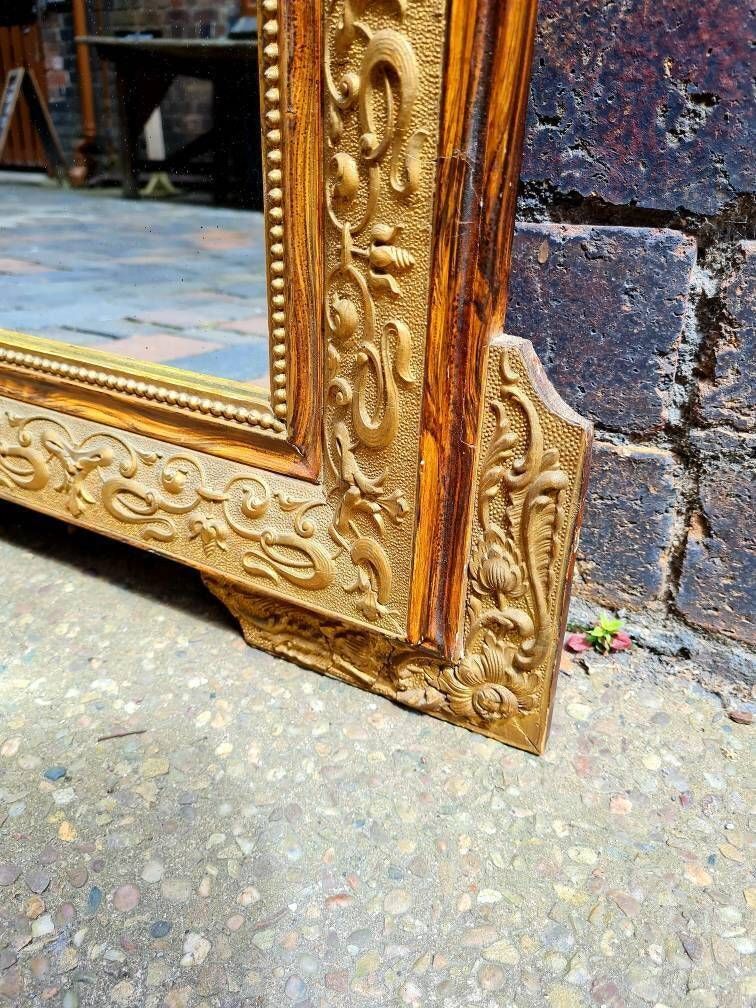 Antique French Baroque Style Heavily Distressed Wall Mirror photo for sale