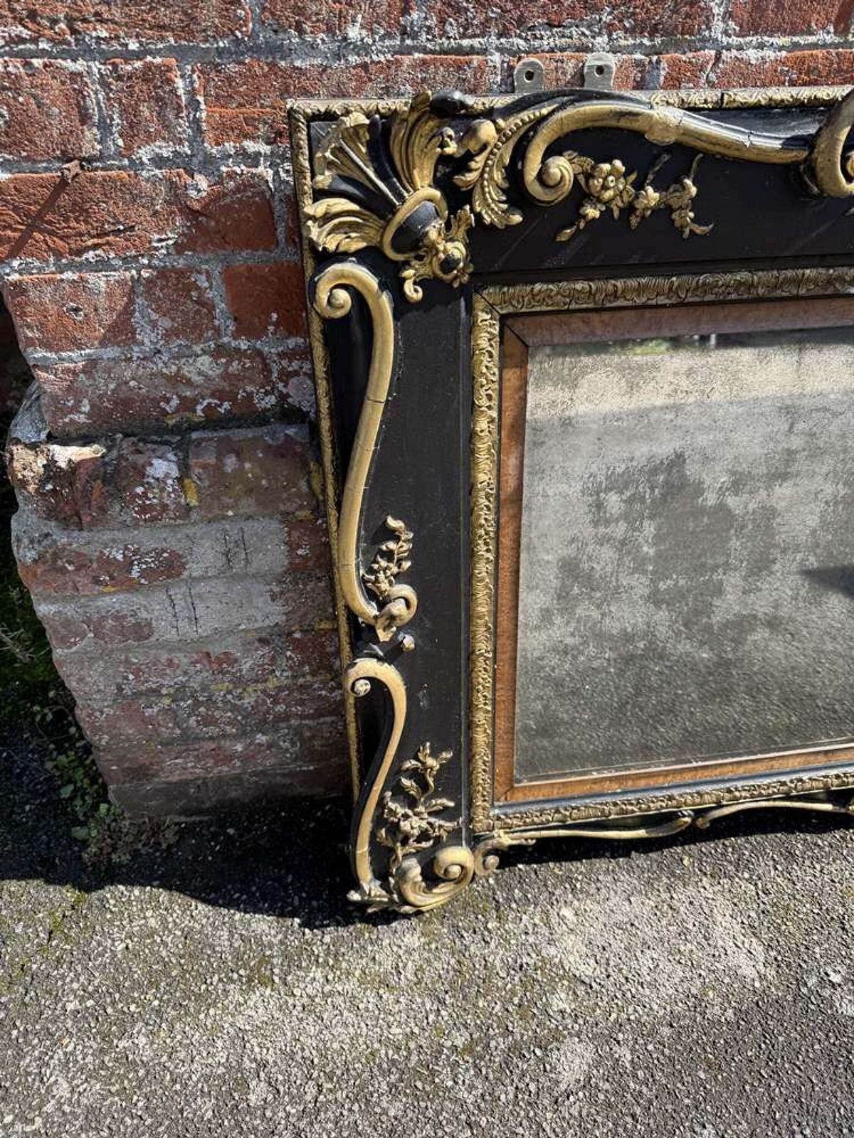 A Superb Large Highly Unusual Antique English Painted & Gilt Overmantle Mirror.Le Mirror photo 995.0