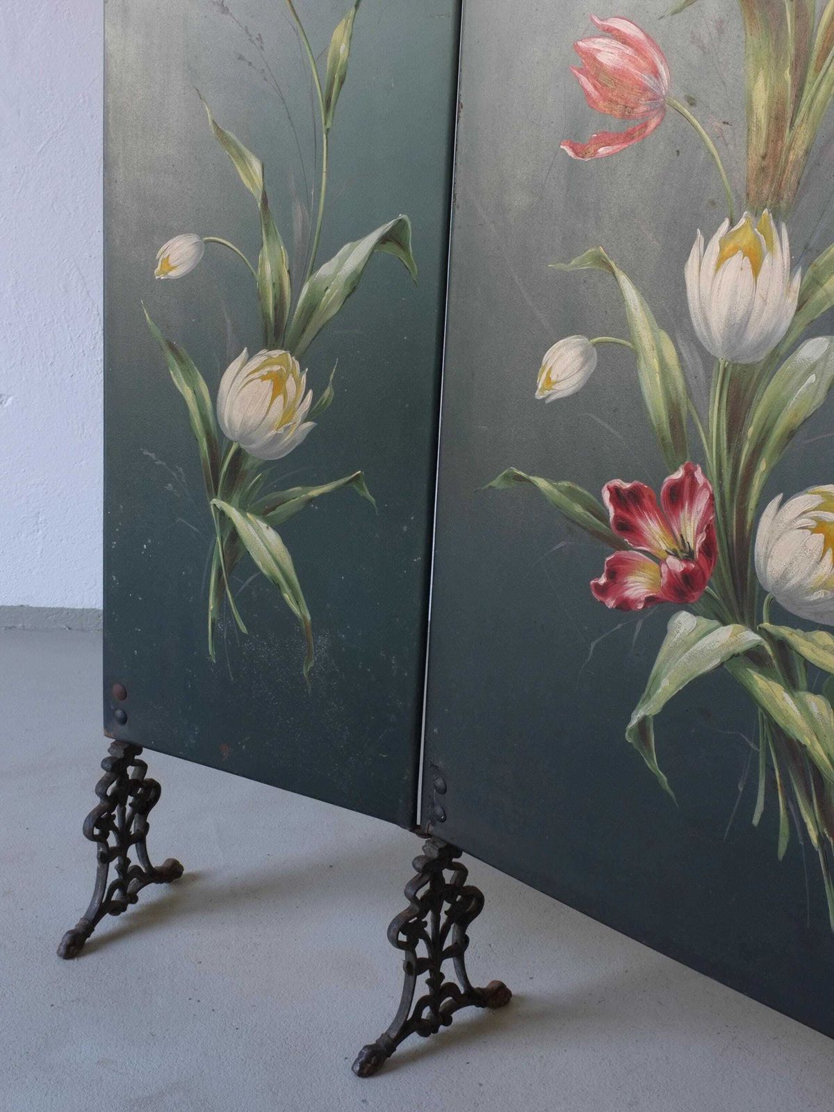 Art Nouveau Hand Painted Fireplace Screen | 1920s photo Home Fixtures