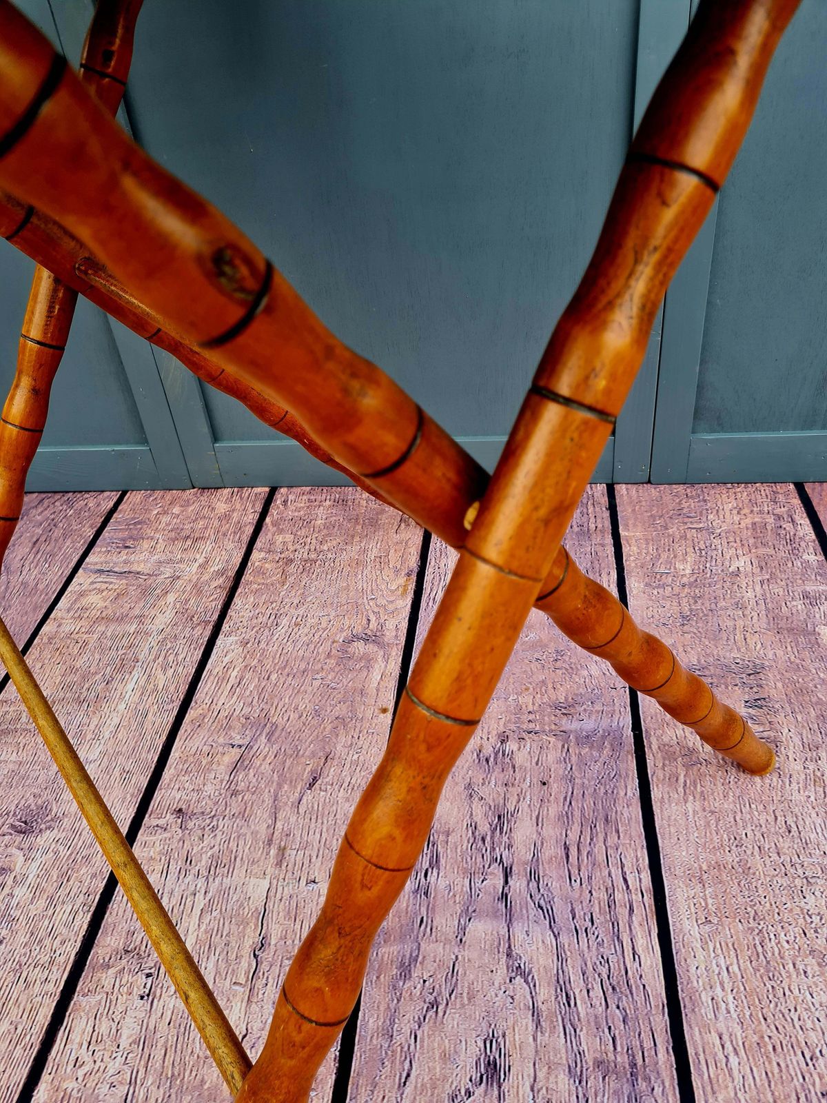 Early 20th Century French Fruitwood Faux Bamboo Folding Table photo buy