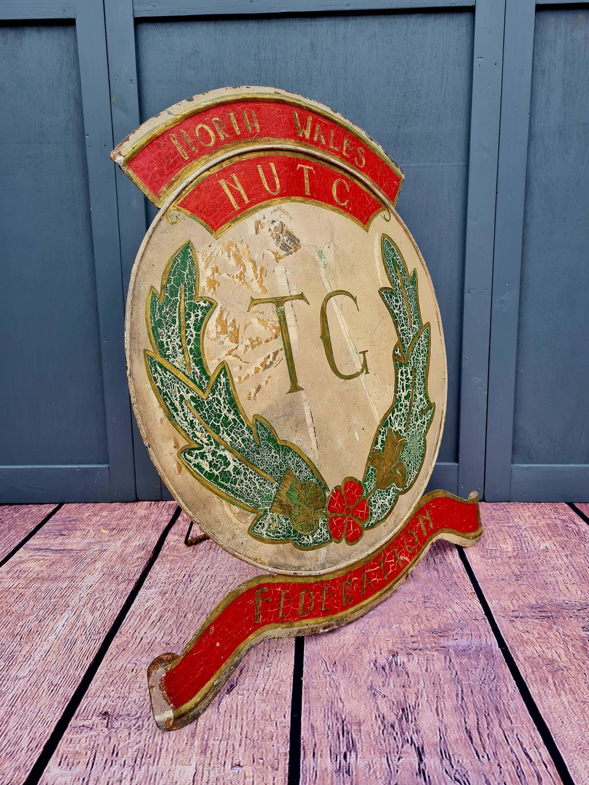 Early 20th Century Hand Painted Crest   Sign "Nutg" National Union Tradeswomens Guild" photo furniture