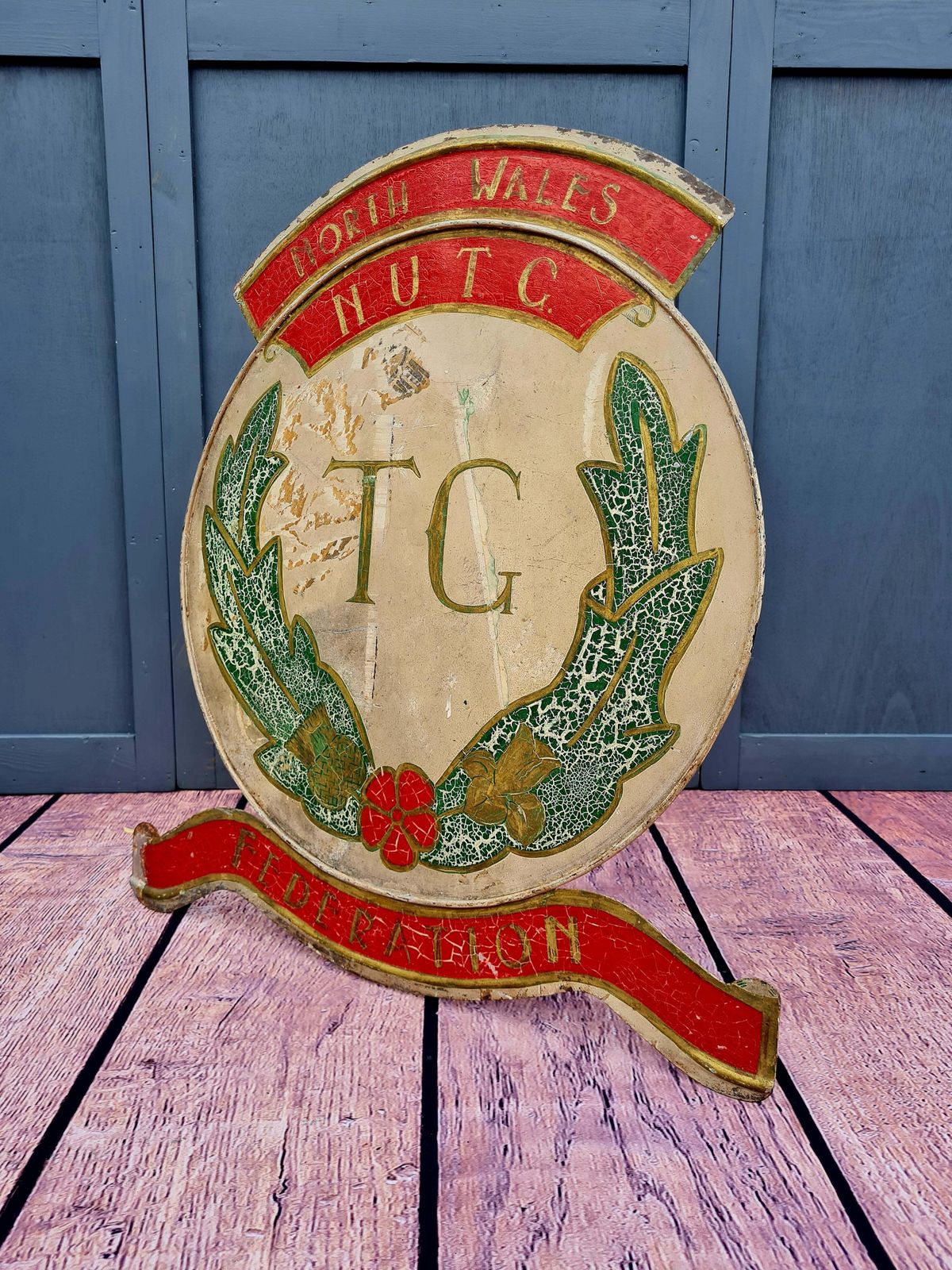 Early 20th Century Hand Painted Crest   Sign "Nutg" National Union Tradeswomens Guild" photo for sale