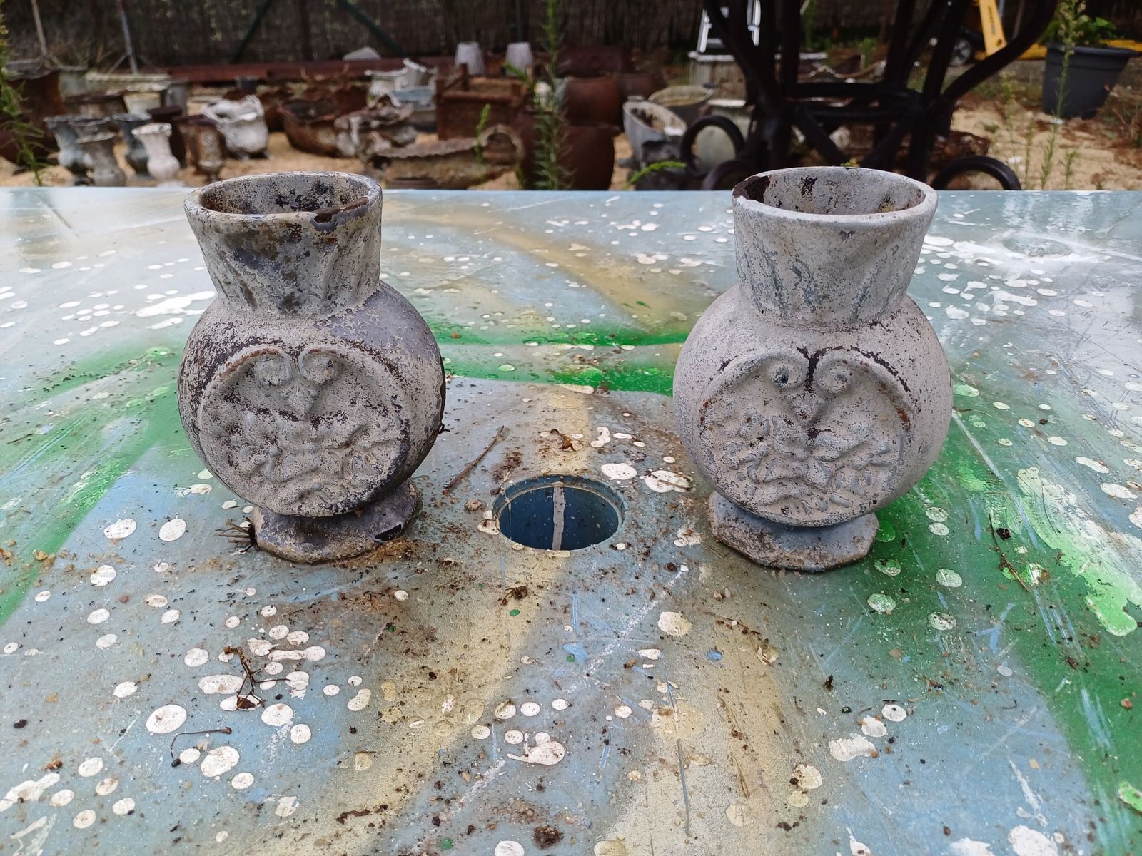 Pair Of Cast Iron Vases 1900 From Charleville Mézières