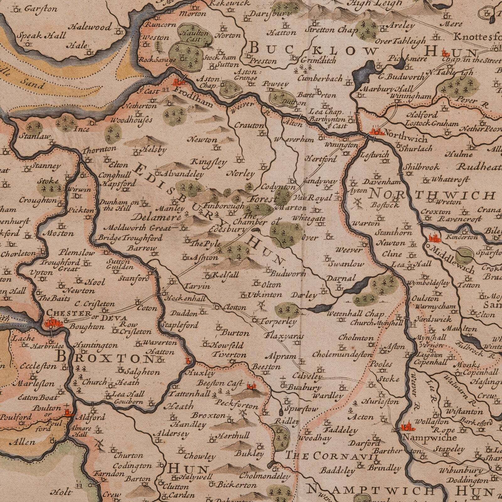 Antique County Map, Cheshire, English, Framed Cartography, Robert Morden, 18th.C photo buy