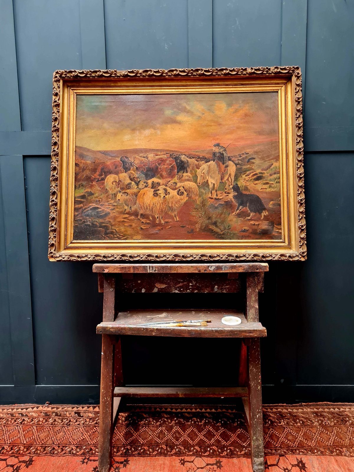 Antique Early 20th Century Framed Impressionist Oil Painting   Signed photo vintage