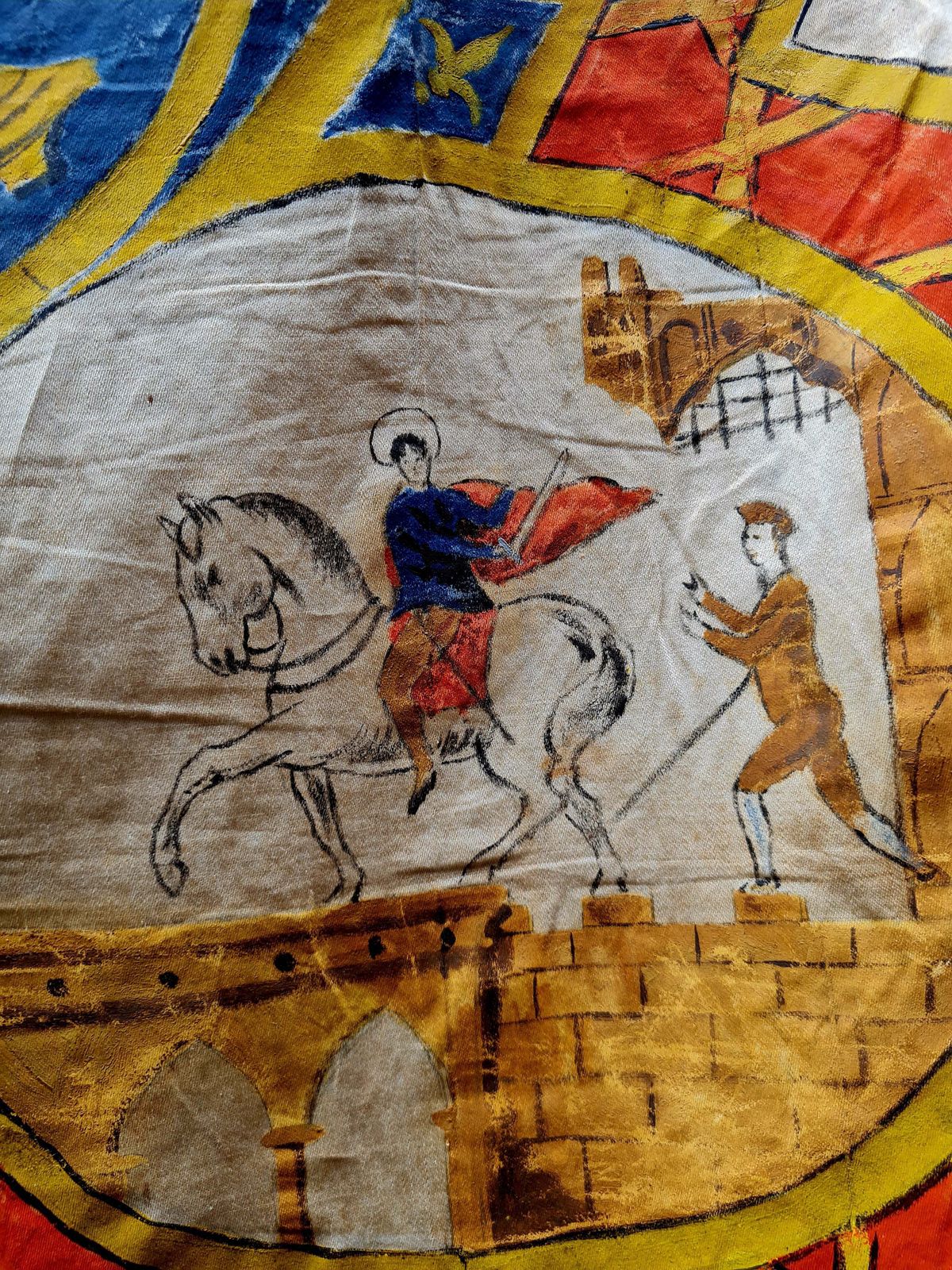 Antique 19th Century Large Silk Banner "Ville Et Portus Dovor." photo Art