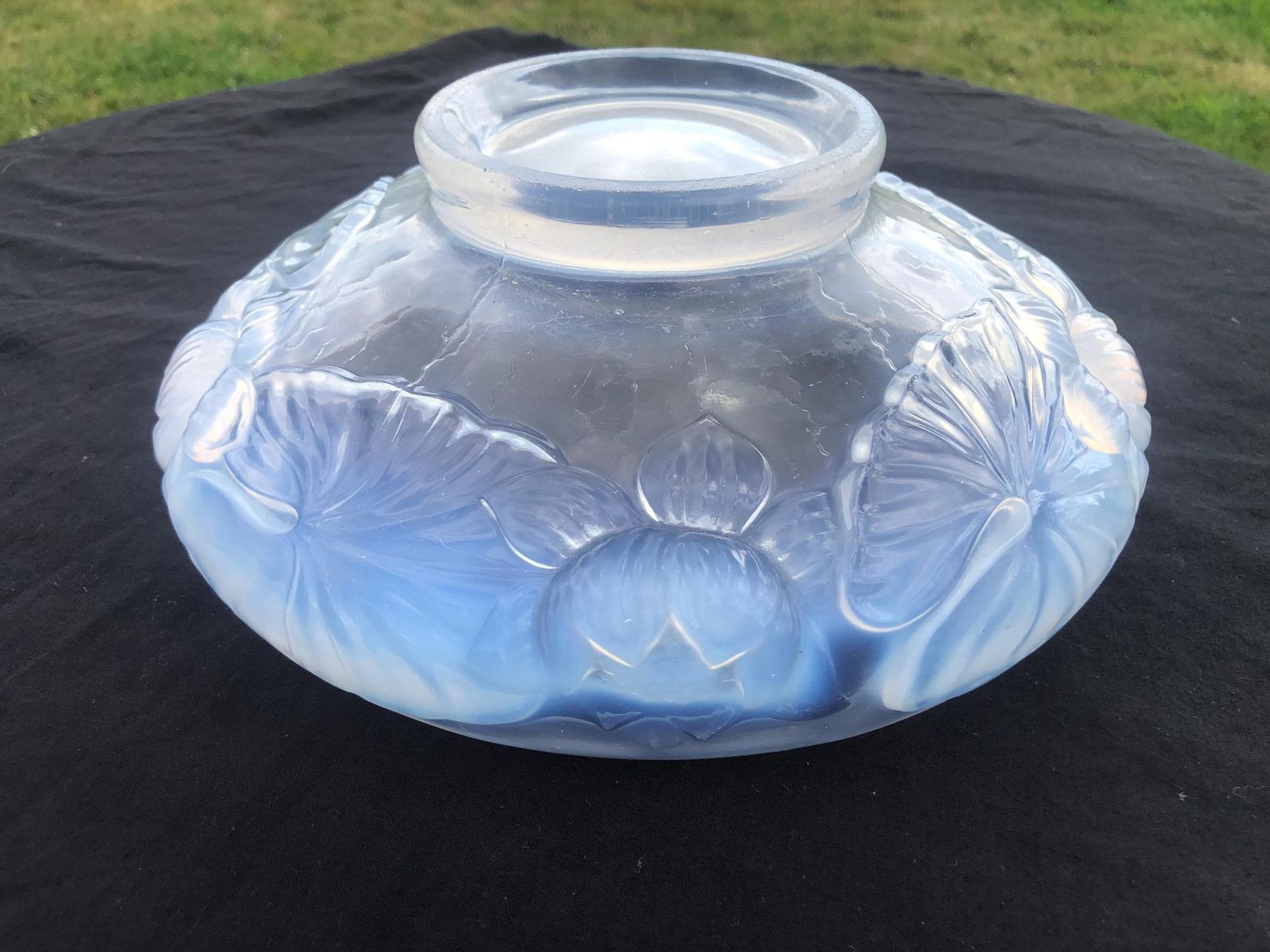 Vintage Josef Inwald For Barolac Lily Pad Frosted Art Glass Bowl 1930s photo vintage