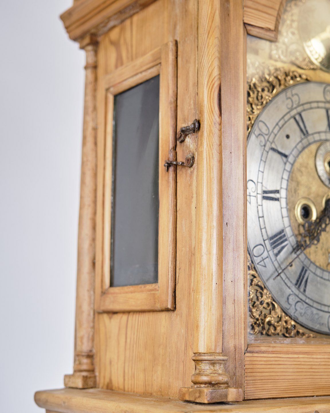 Southern Jutland Baroque   Grandfather Clock   Light Pine Wood   Antique   1780s photo for sale