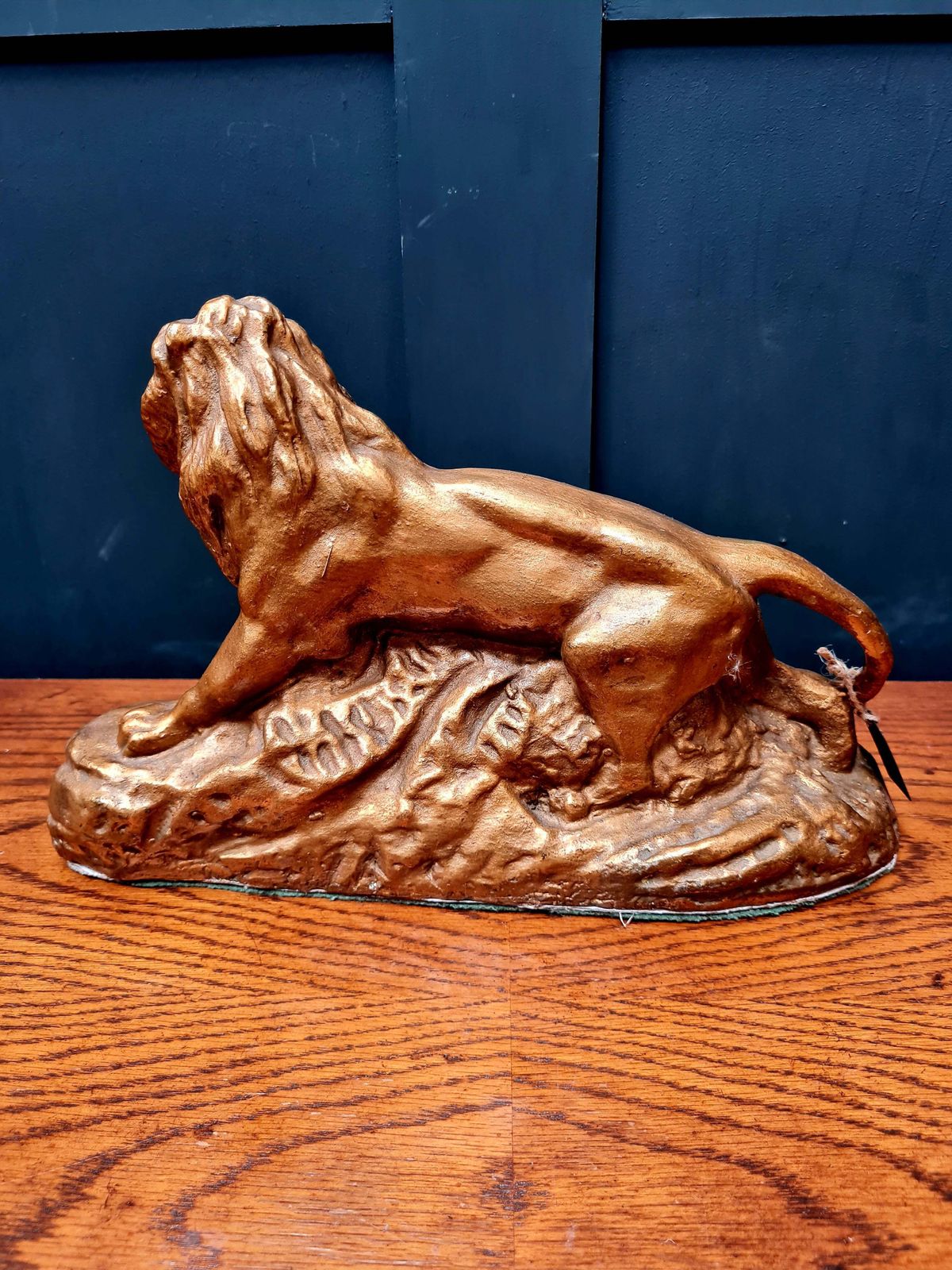 Antique 19th Century French Gilt Plaster Lion Sculpture photo for sale