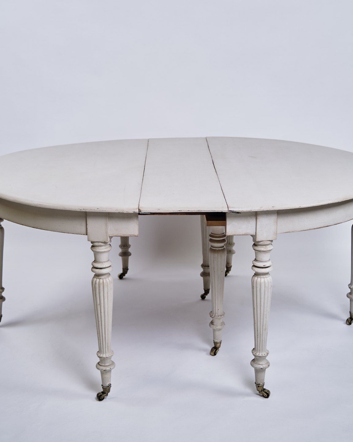 Round Dining Table / Moon Table   Louis Seize   Gray Painted   Round Legs   Brass Wheels   1780s photo buy