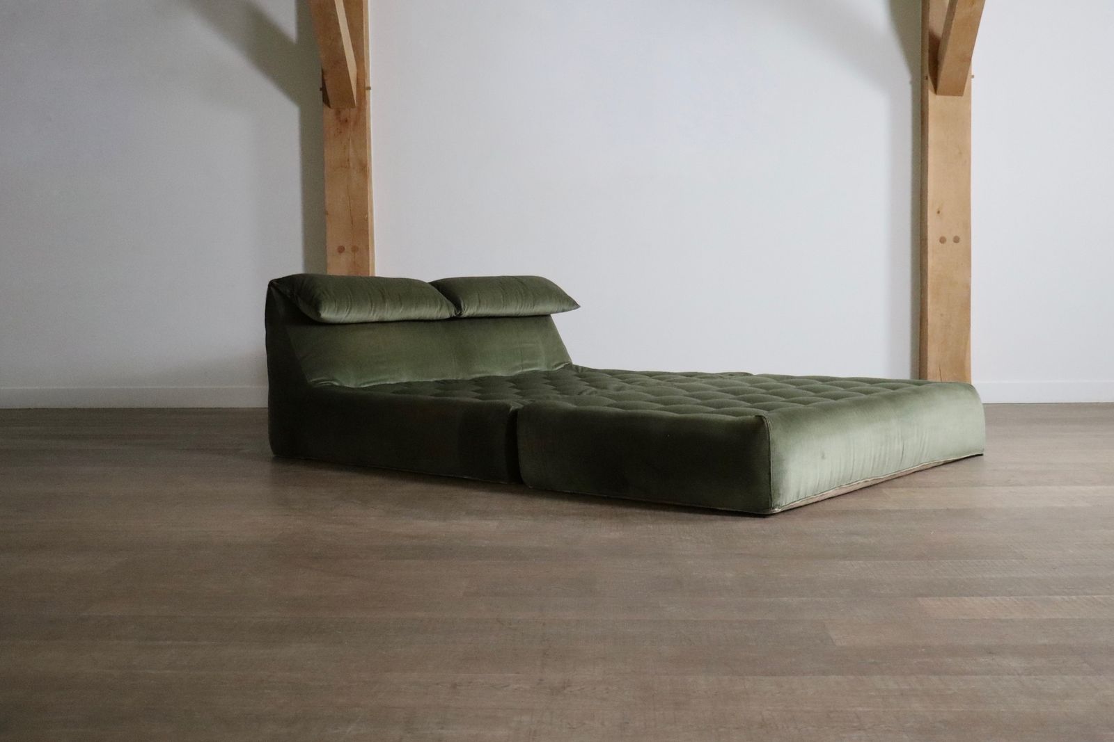 Le Bambole Bed In Green Velvet By Mario Bellini For B&B Italia, 1970s photo vinterior