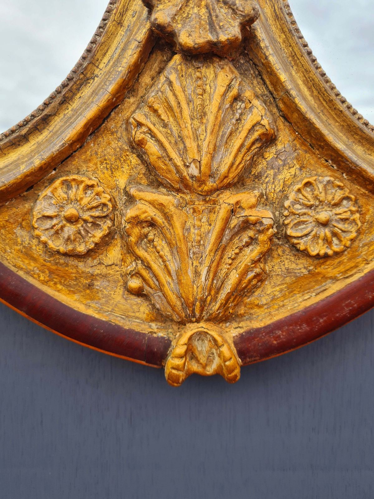 18th Century French Loui XVI Style Gilt Triple Plated Wall Mirror photo for sale