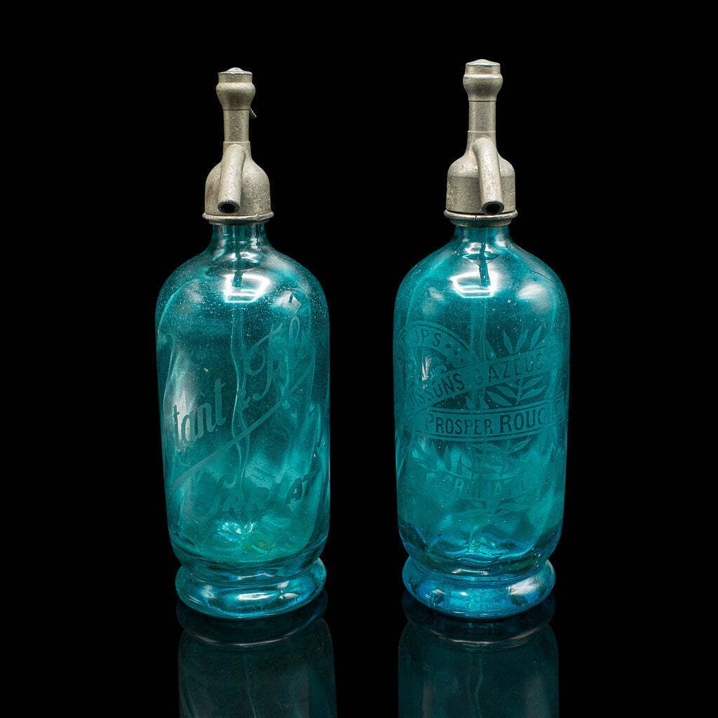 Pair Of Soda Syphons, French, Glass, Seltzer Bottle, Early 20th Century, Barware photo furniture