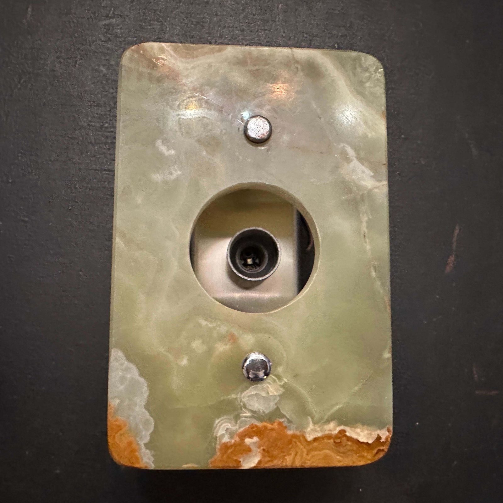 A Pair Of 1970s Space Age Green And Brown Onyx Marble Italian Wall Sconces photo buy