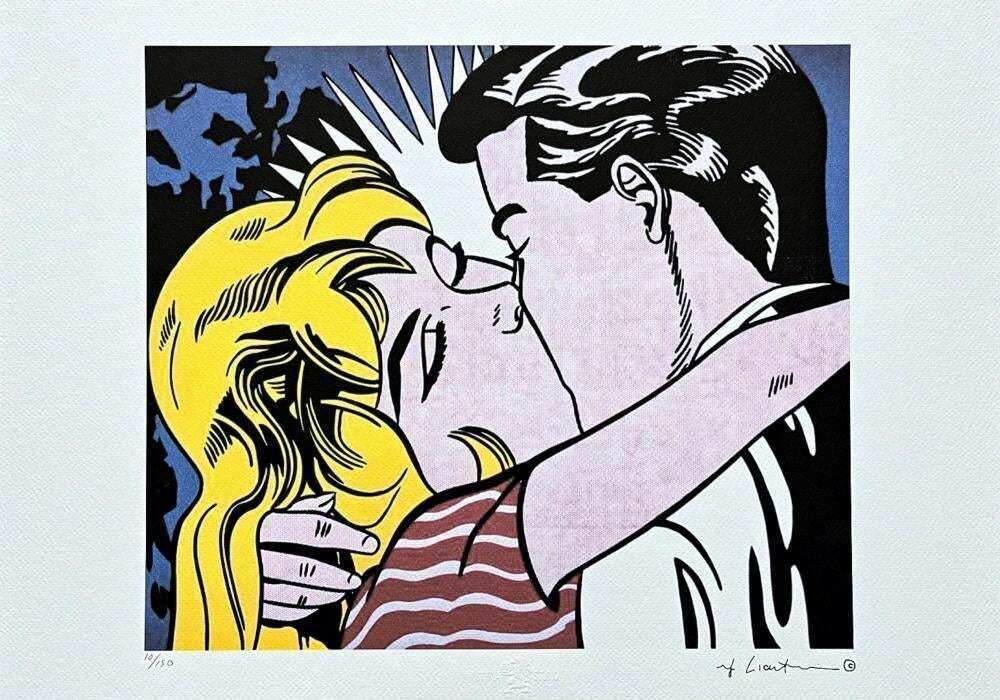 After Roy Lichtenstein, "The Kiss III ", 1990s, Silk Screen