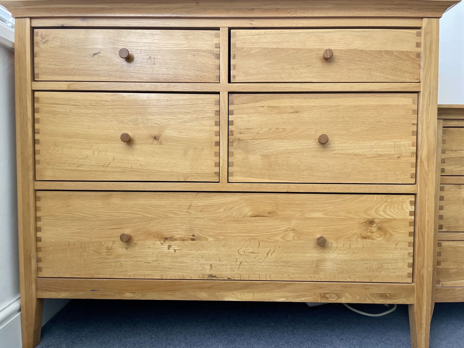 Willis & Gambier Chest Of Drawers, Tallboy And Bedside Table In White Oak