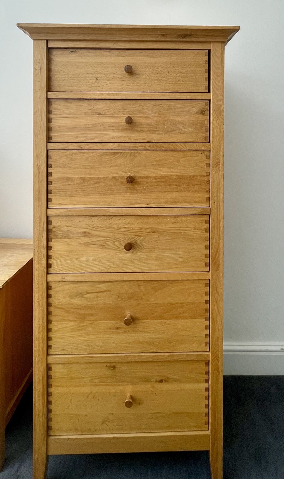 Willis & Gambier Chest Of Drawers, Tallboy And Bedside Table In White Oak photo for sale