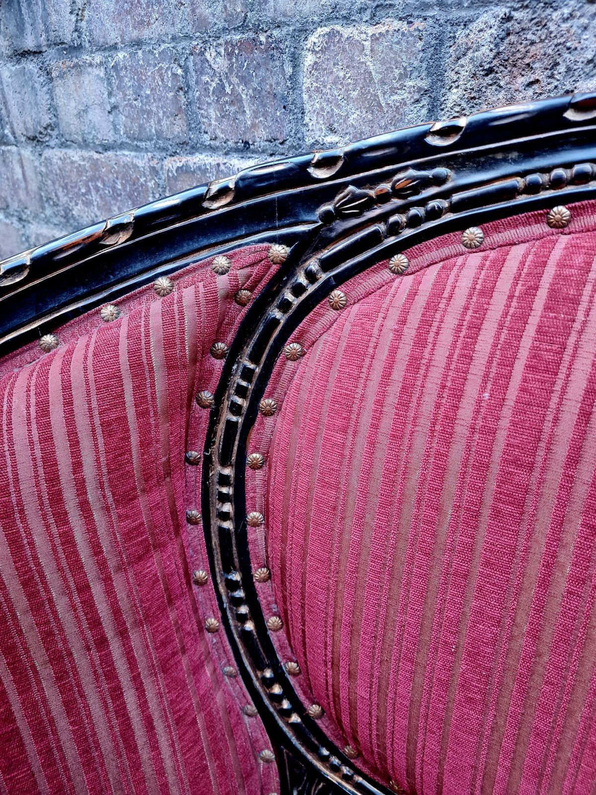 19th Century Ebonised Aesthetic Movement 2 Seater Sofa   Window Seat photo vintage
