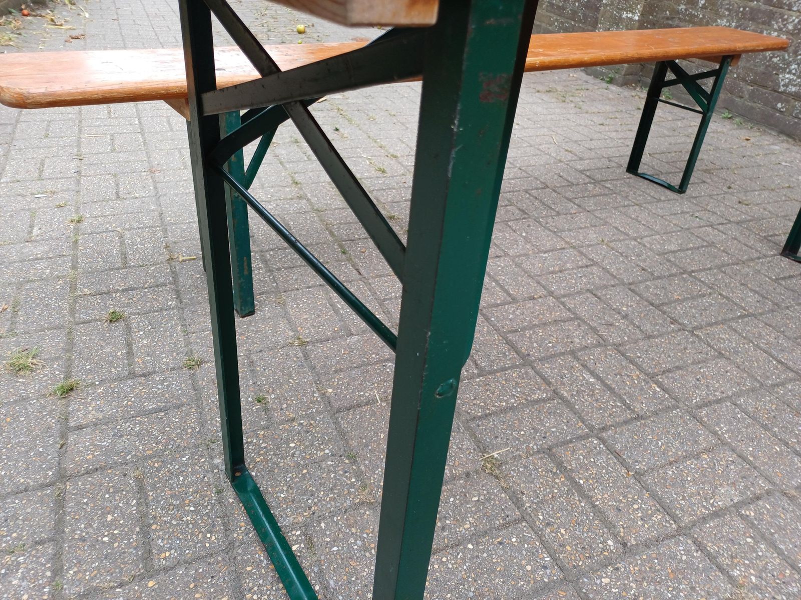 Upcycled Original Ruku Paulaner Gruppe 2005 Beer Garden Table & Benches Set Vintage Oktoberfest Folding German Biergarten photo vinterior