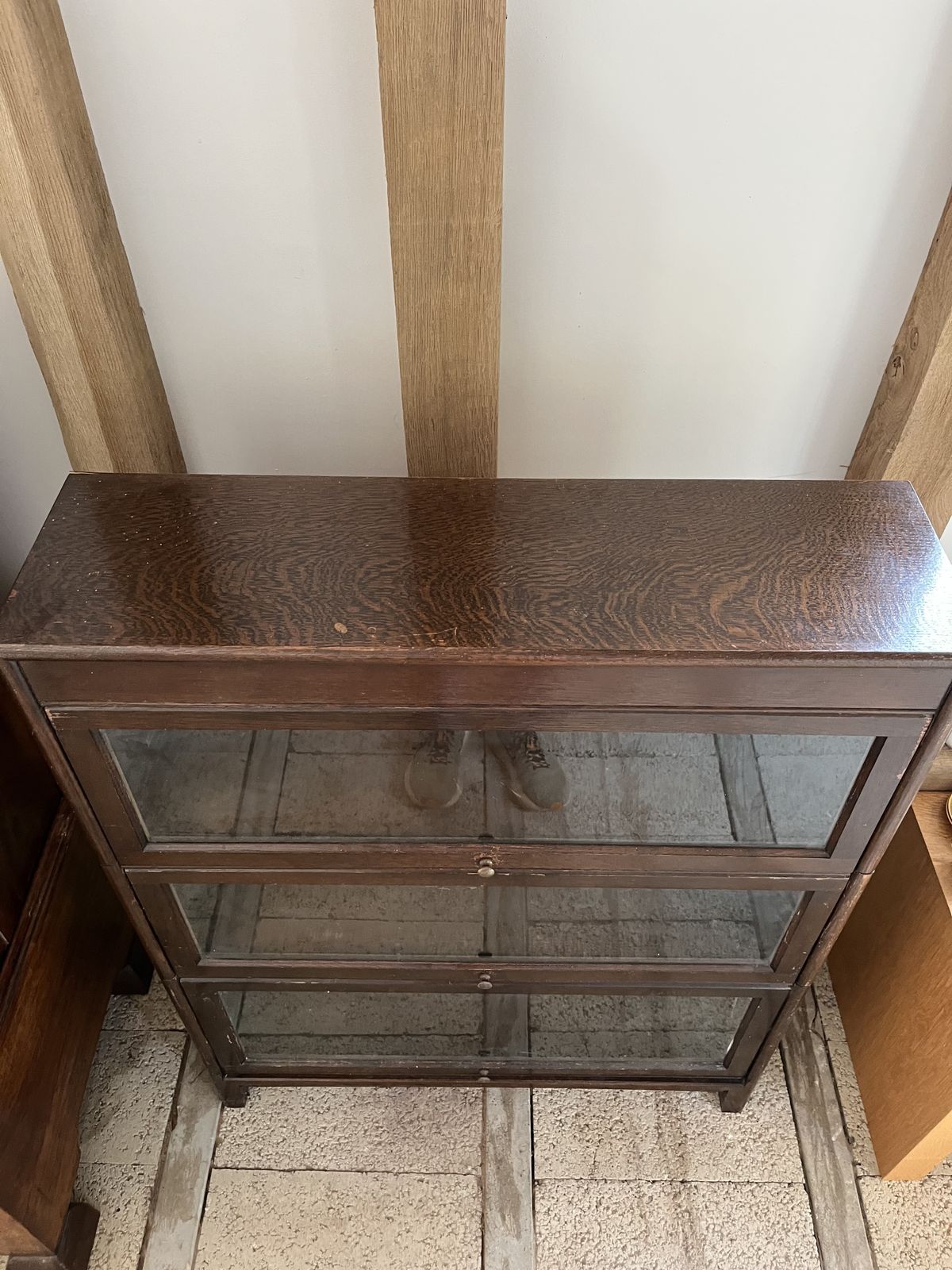 Antique American Oak Gunn Modular Barrister Bookcase With Glass Doors photo Furniture