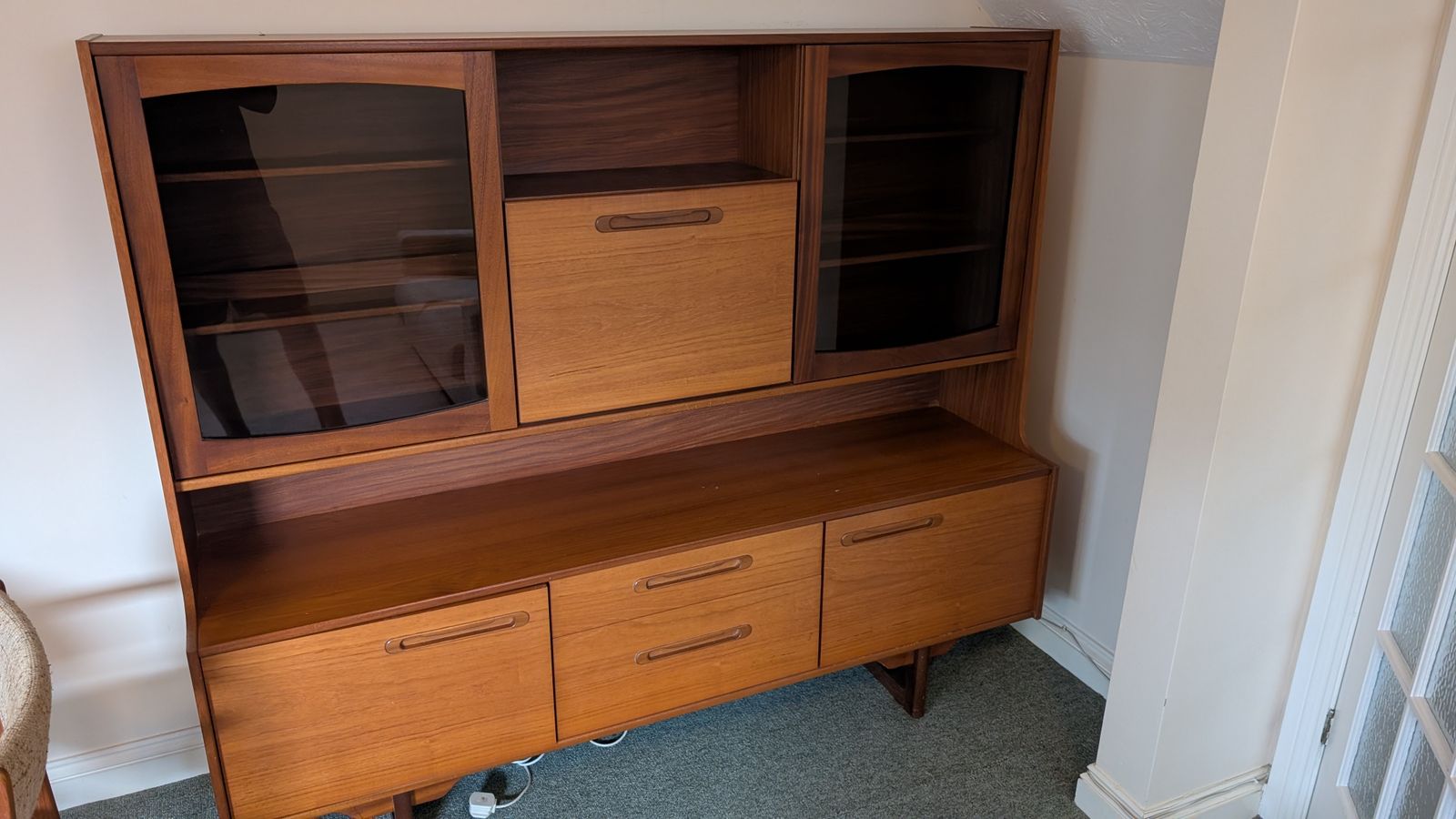 Mid Century Modern Danish Style Twin Tier Credenza In Teak By Portwood photo furniture